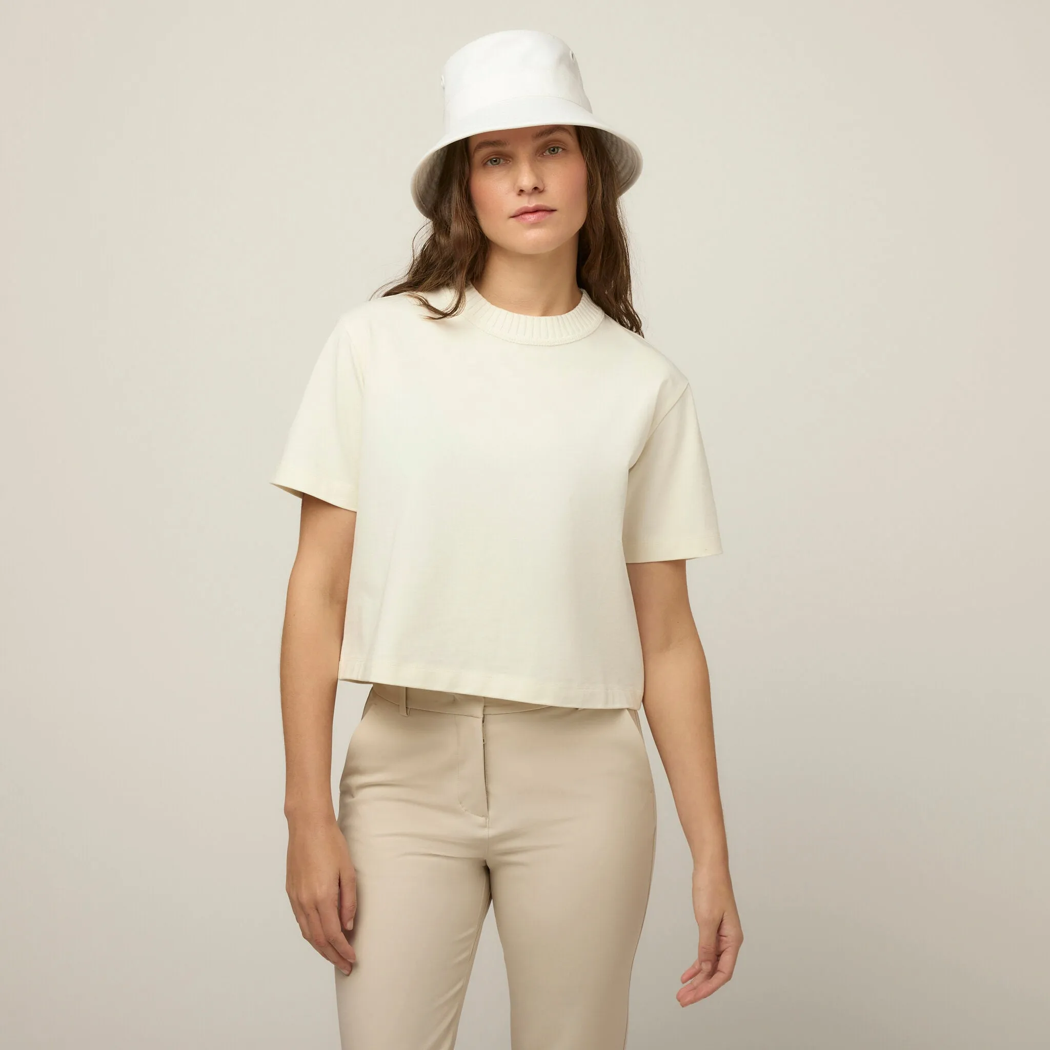 Rib Neckline Cropped Tee