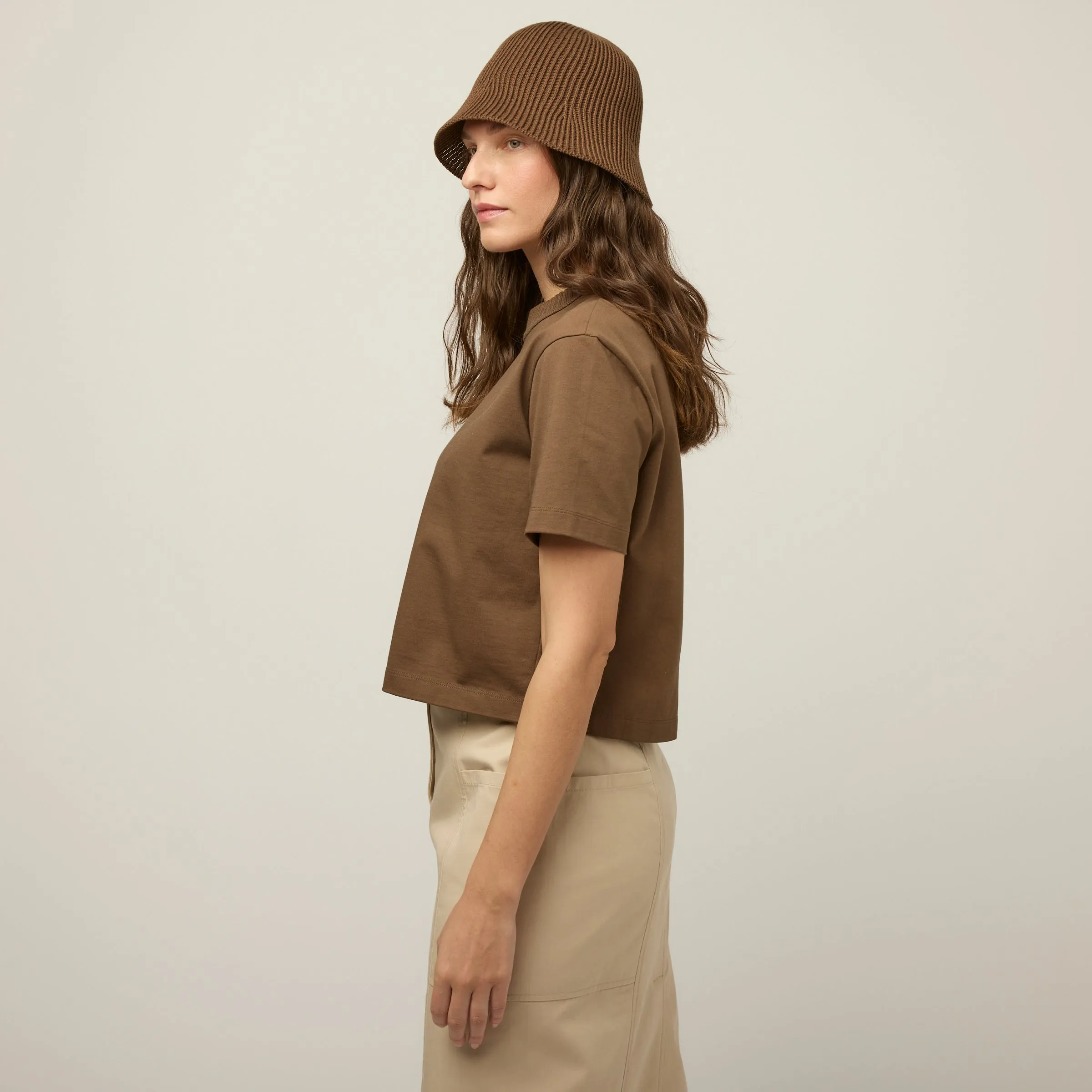 Rib Neckline Cropped Tee