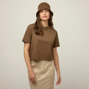Rib Neckline Cropped Tee