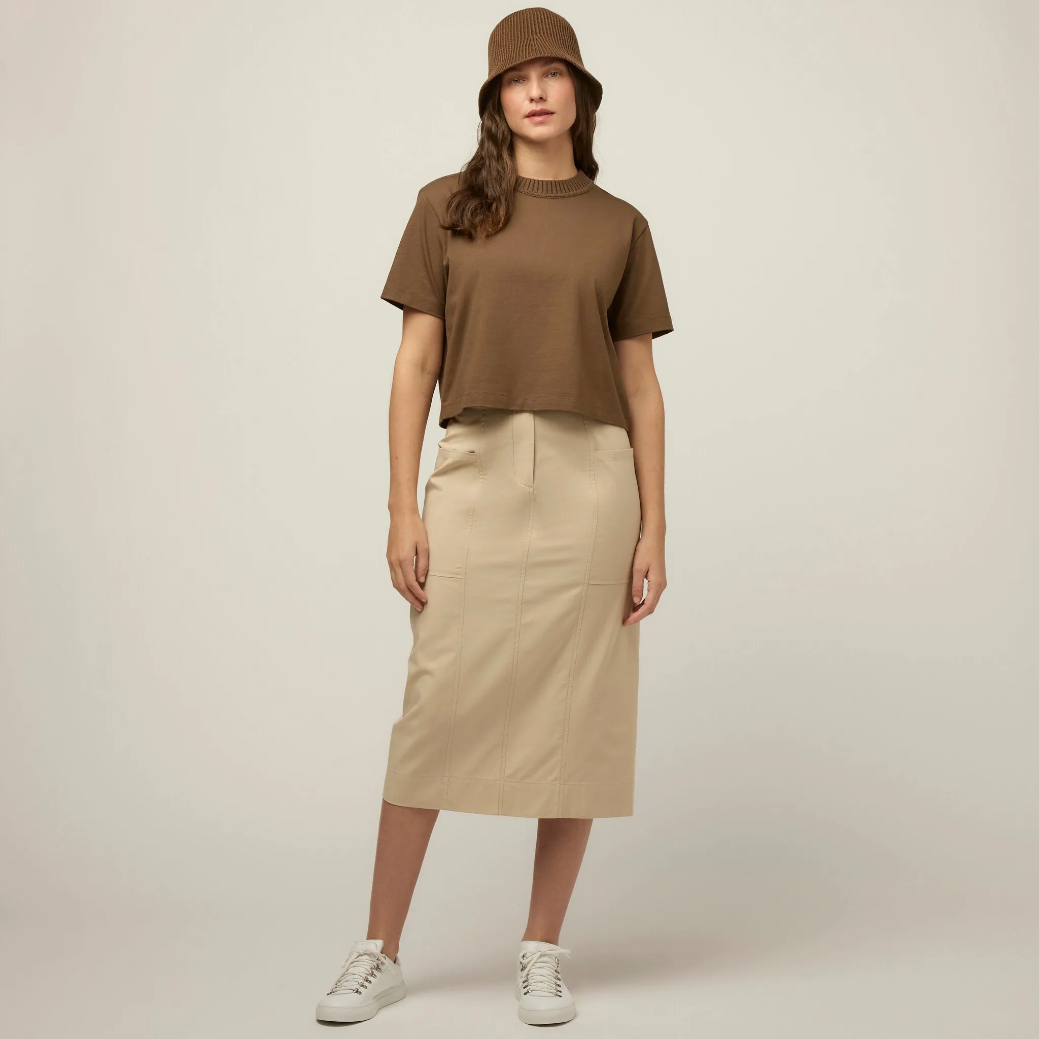 Rib Neckline Cropped Tee