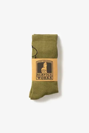 Service Works - Salt   Pepper Socks - Olive