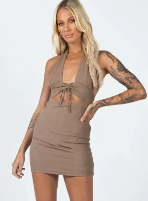 Shiloh Halter Mini Dress Brown