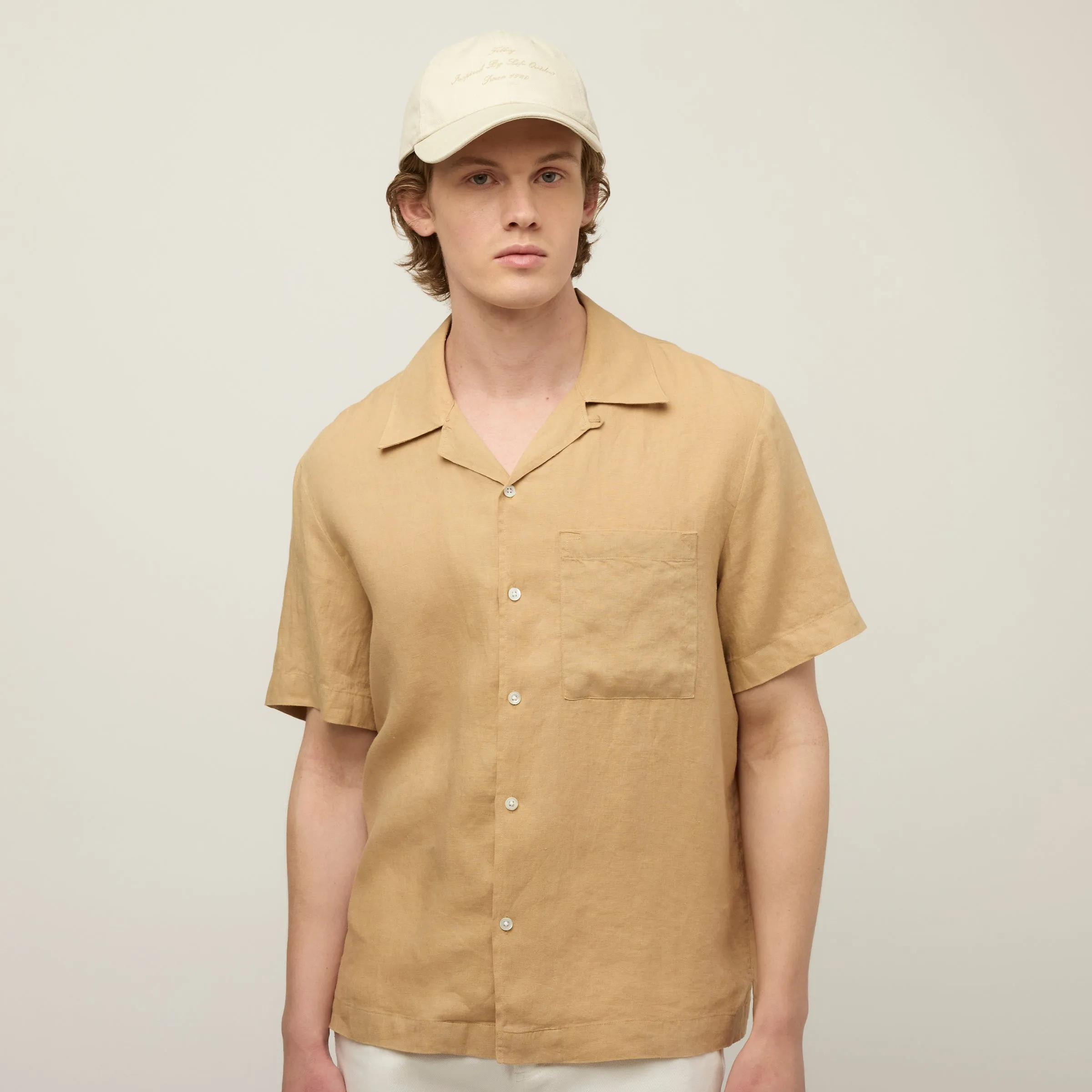 Short Sleeve Linen Camp Shirt