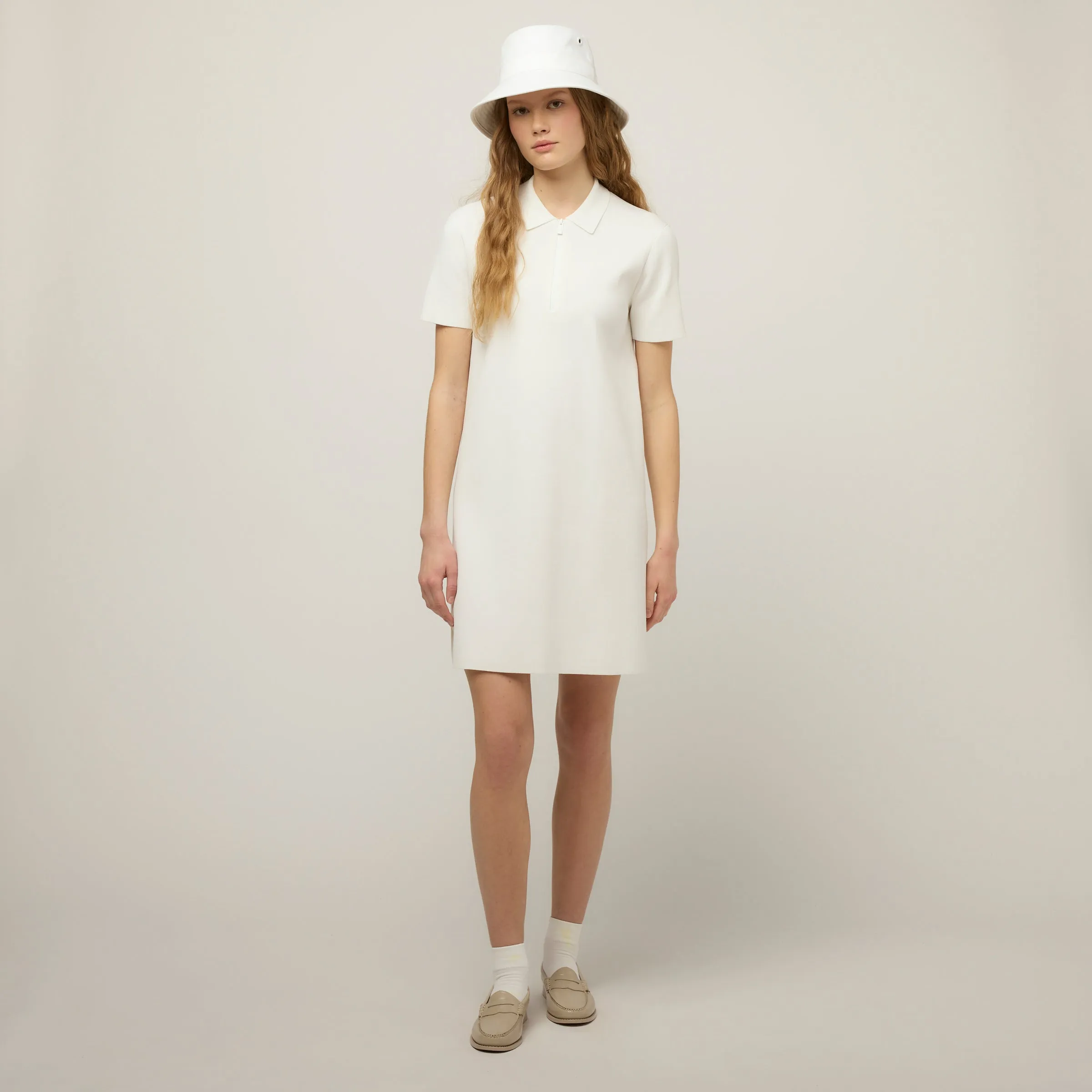 Short Sleeve Zip Polo Dress