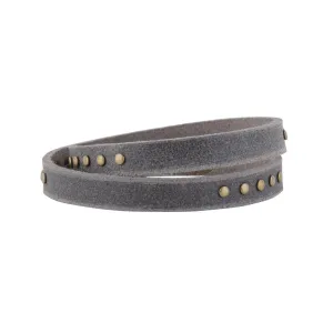 Simple Studded Double Wrap Leather Bracelet