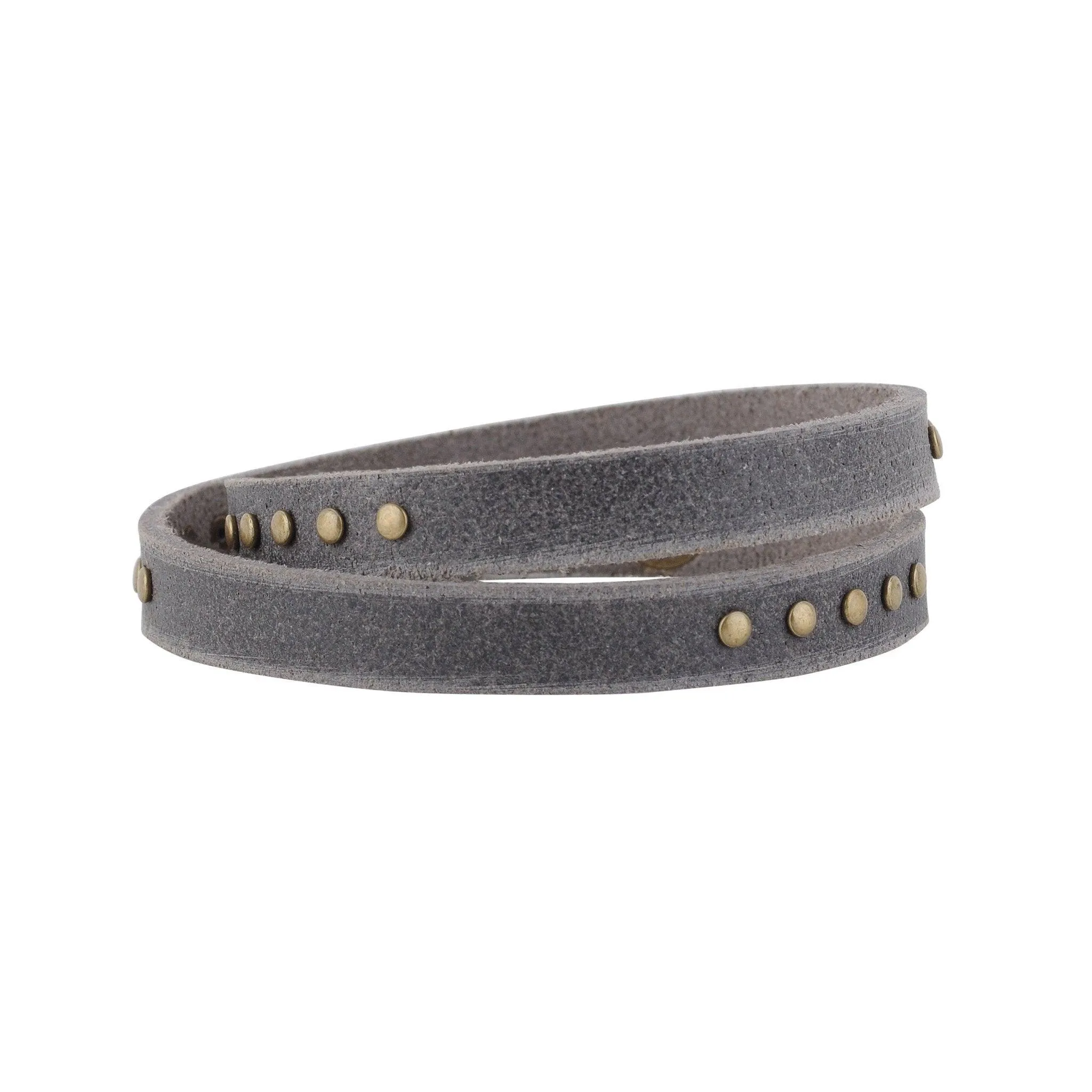 Simple Studded Double Wrap Leather Bracelet