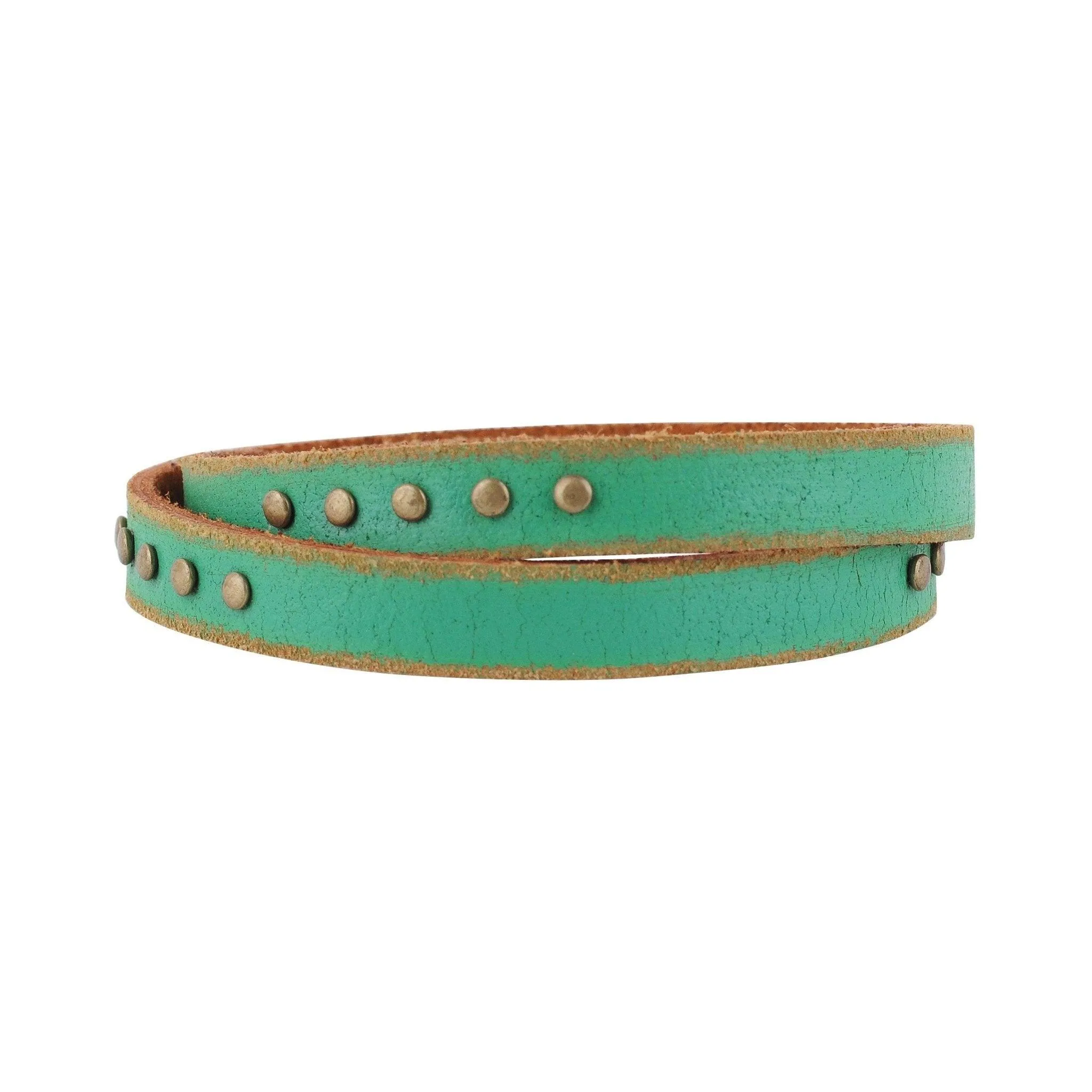 Simple Studded Double Wrap Leather Bracelet