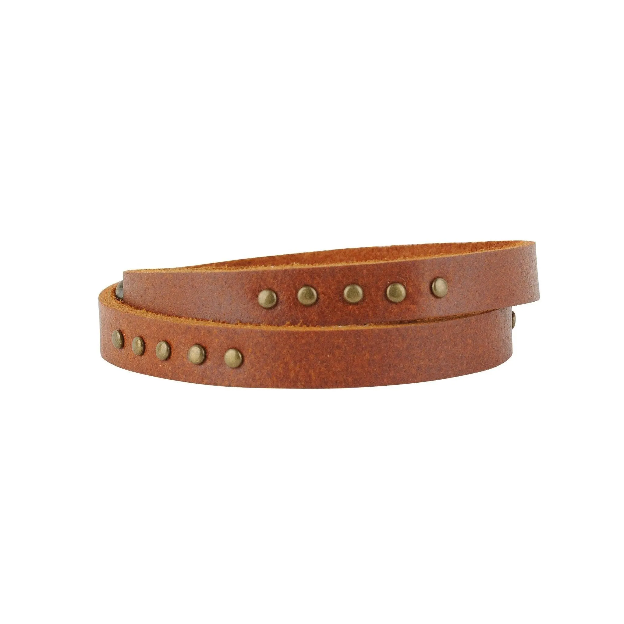 Simple Studded Double Wrap Leather Bracelet