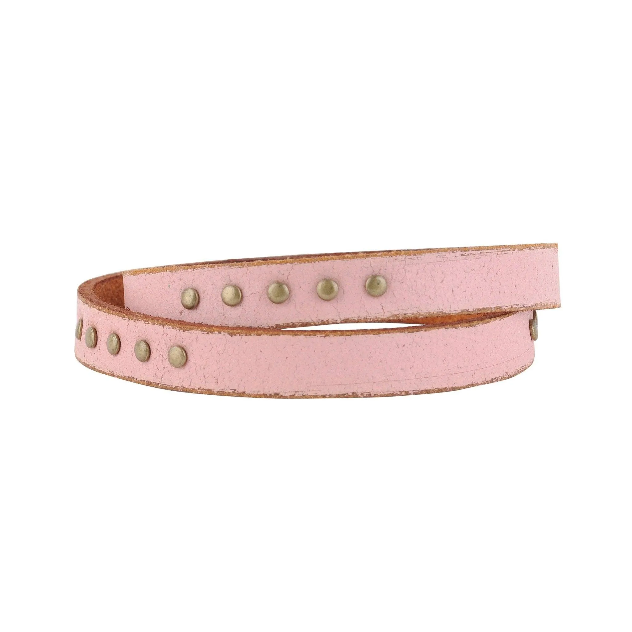 Simple Studded Double Wrap Leather Bracelet