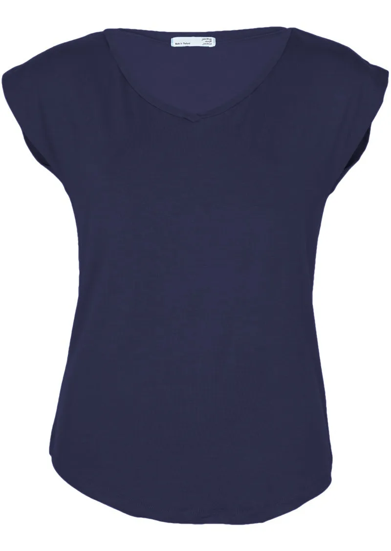 Simple Top V-neck Navy Blue