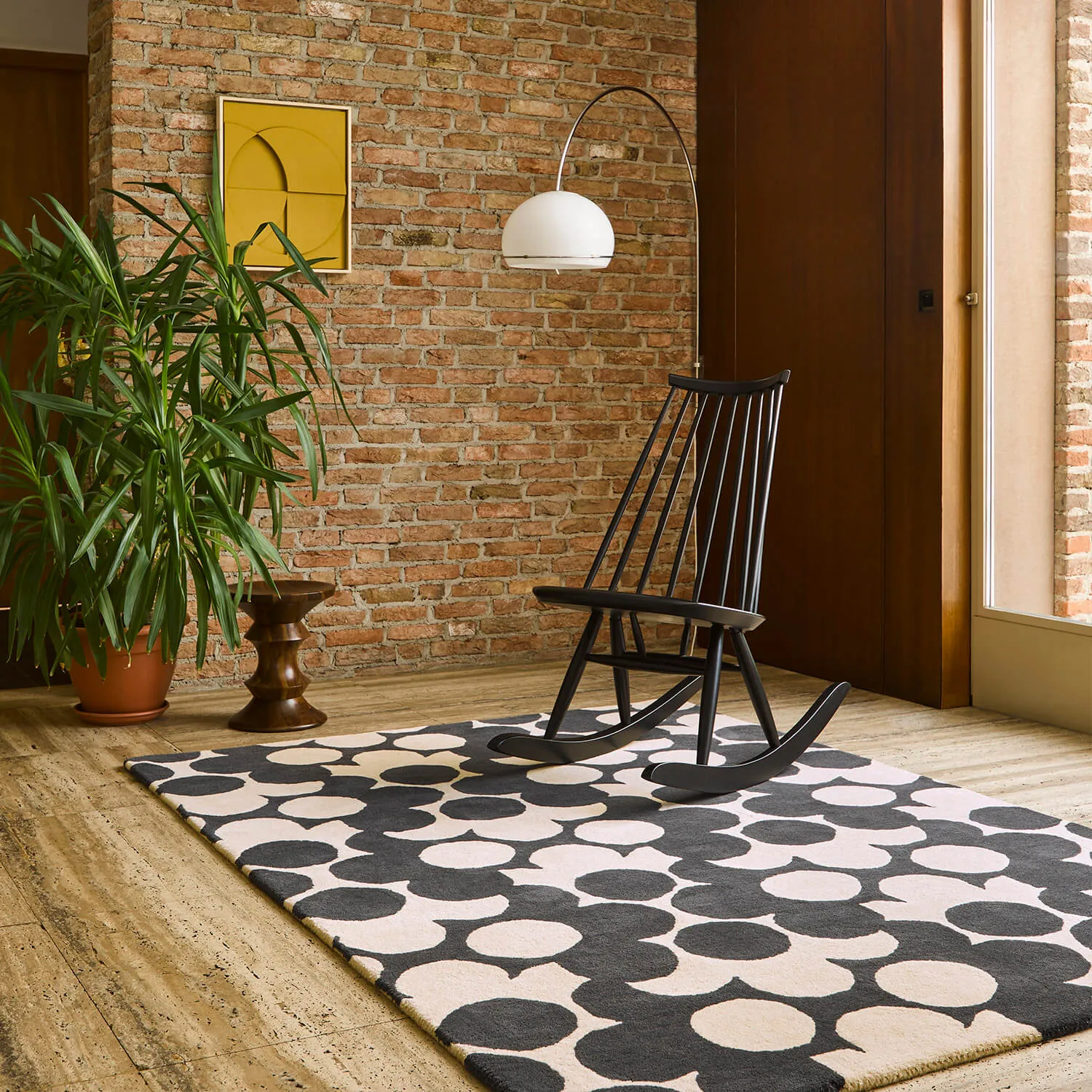 Slate Puzzle Flower Rug