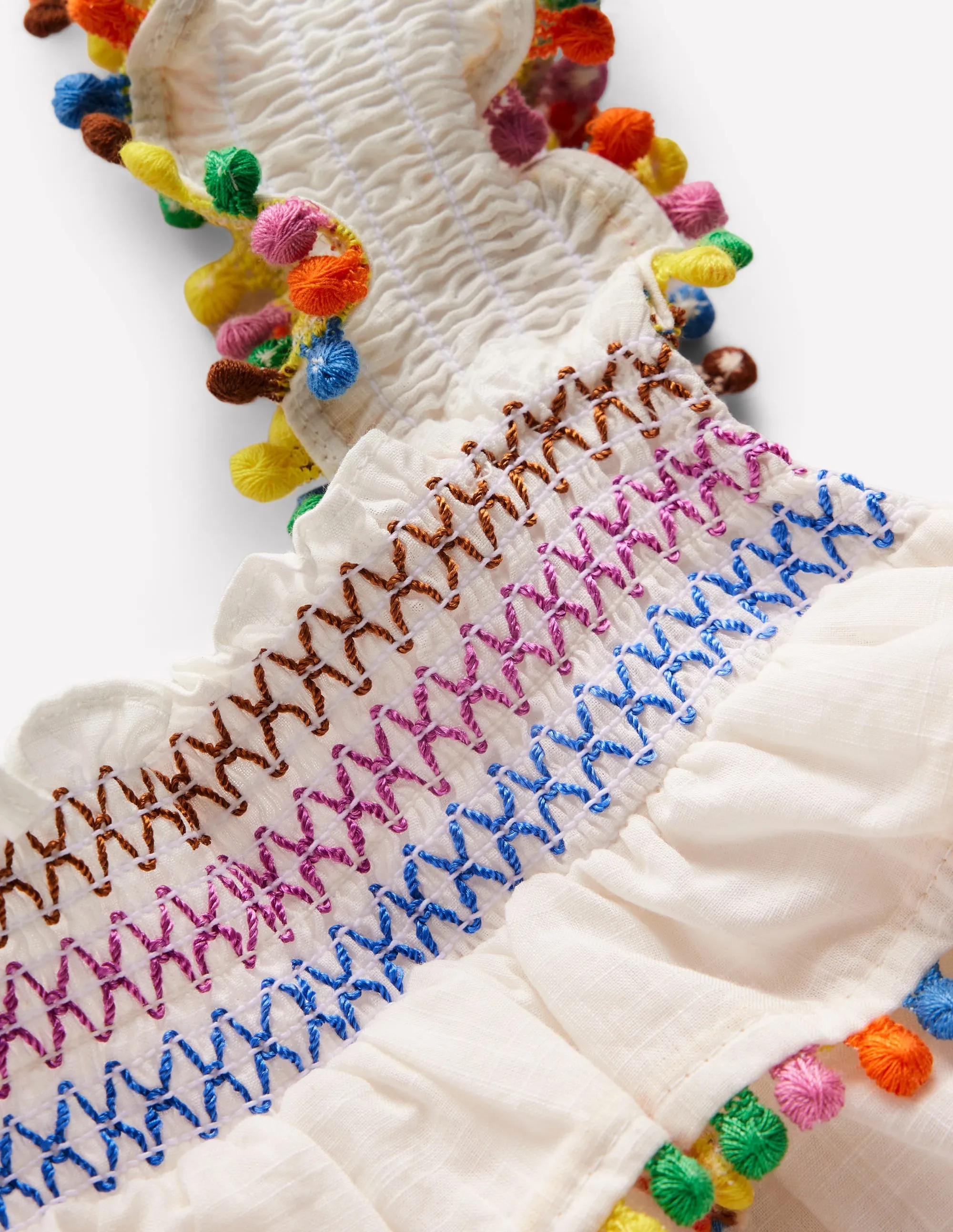 Smocked Woven Top-Soft Ivory
