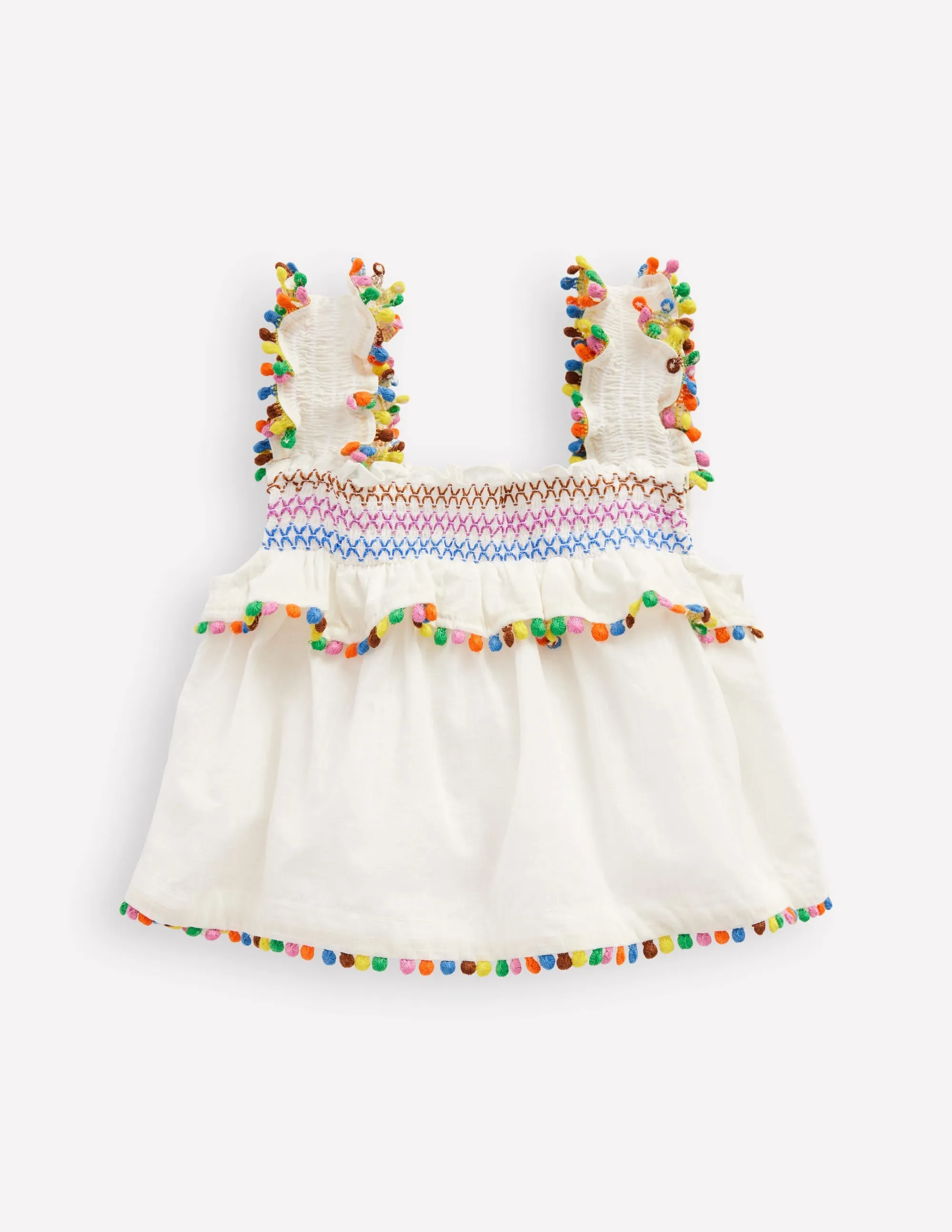 Smocked Woven Top-Soft Ivory