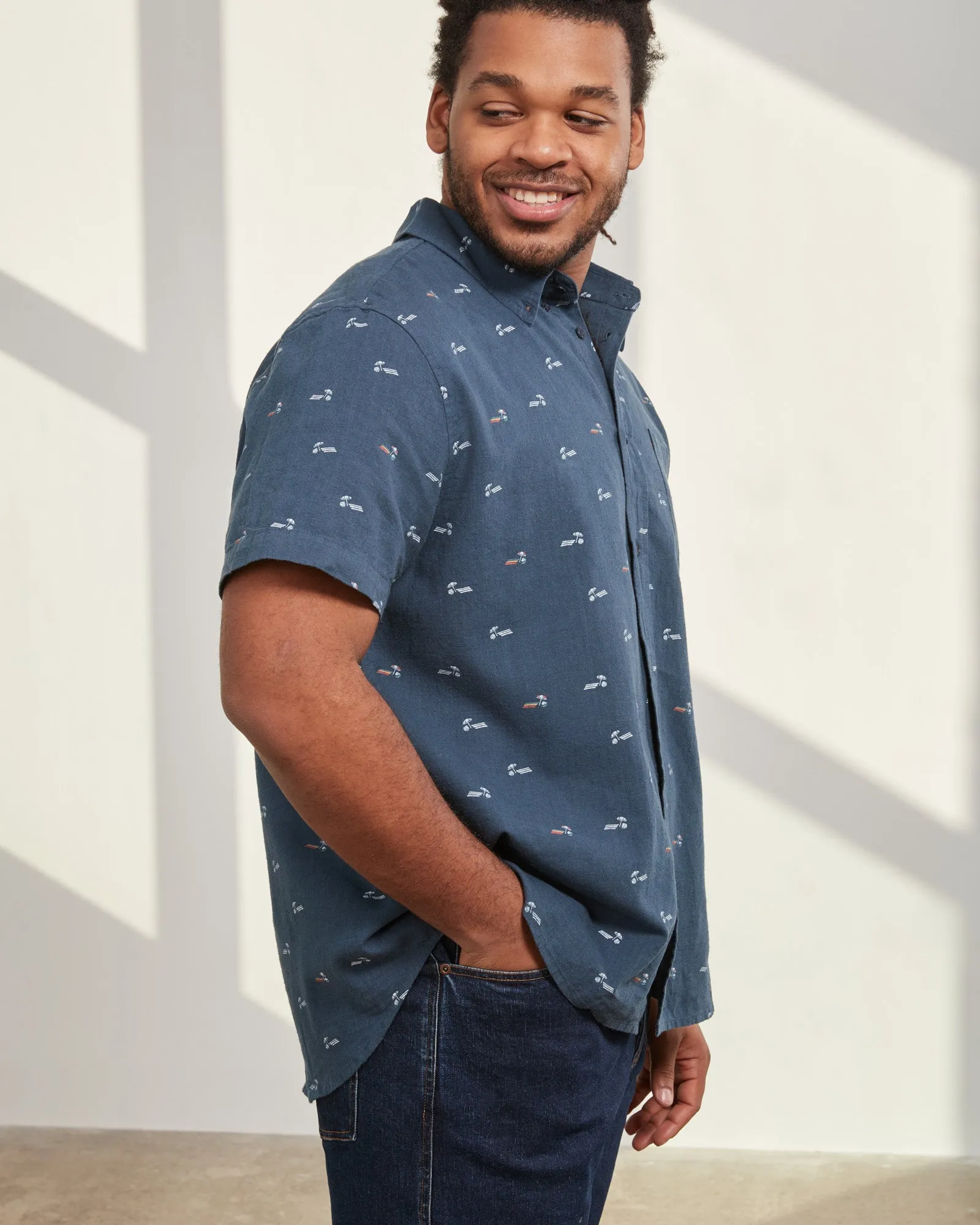 SoftHemp™ Chambray Short-Sleeve Button Down