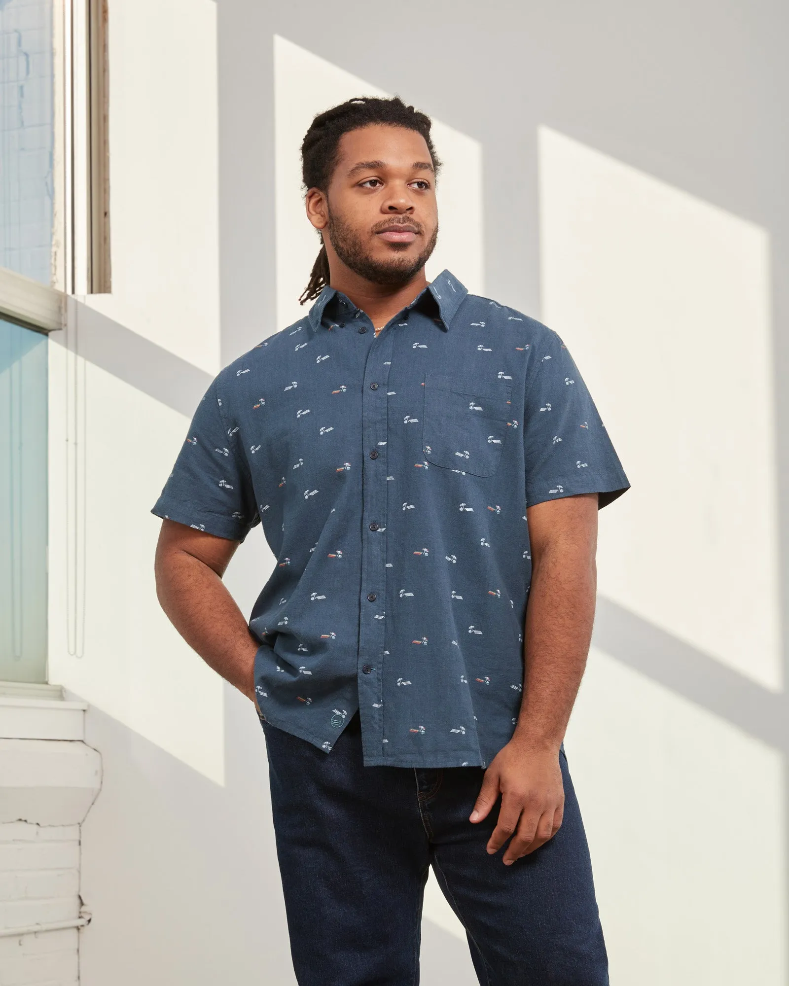 SoftHemp™ Chambray Short-Sleeve Button Down