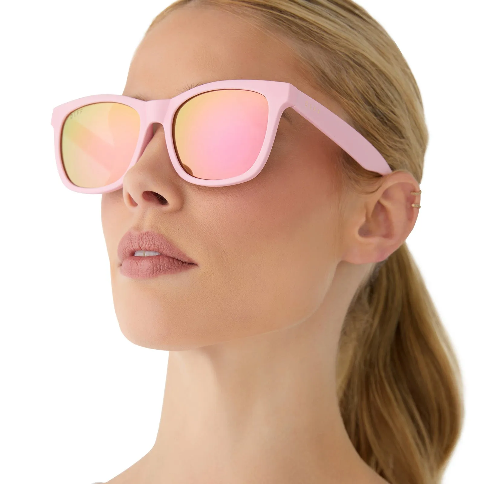 STORM - MATTE BABY PINK   SHERBERT RAINBOW MIRROR   POLARIZED SUNGLASSES