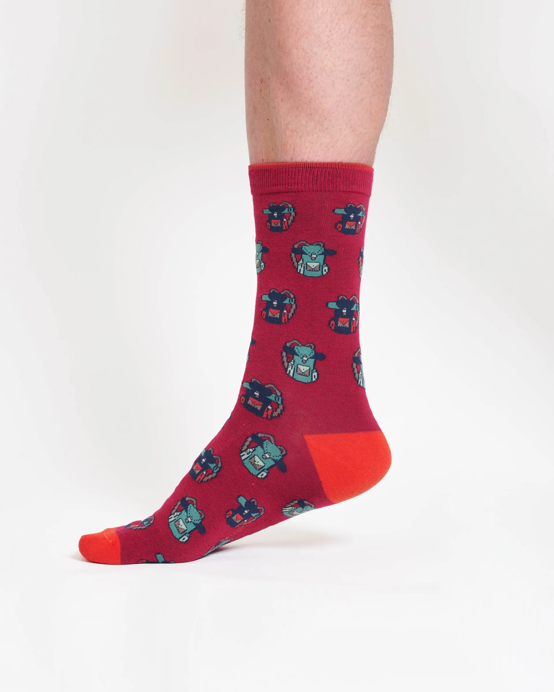 The Explorer Bamboo Gift Box of 4 Socks - Blue/Navy/Burgundy/Grey