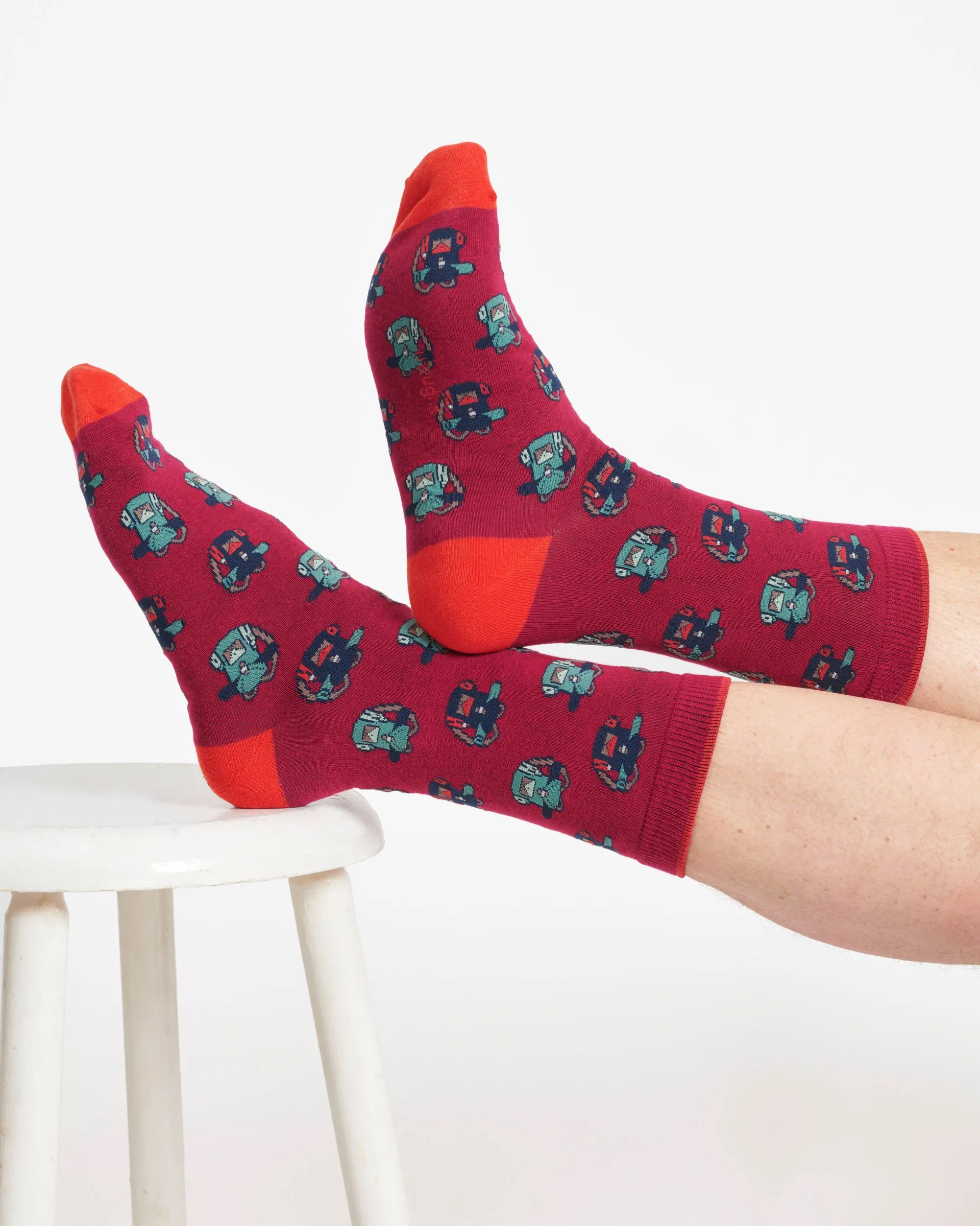 The Explorer Bamboo Gift Box of 4 Socks - Blue/Navy/Burgundy/Grey