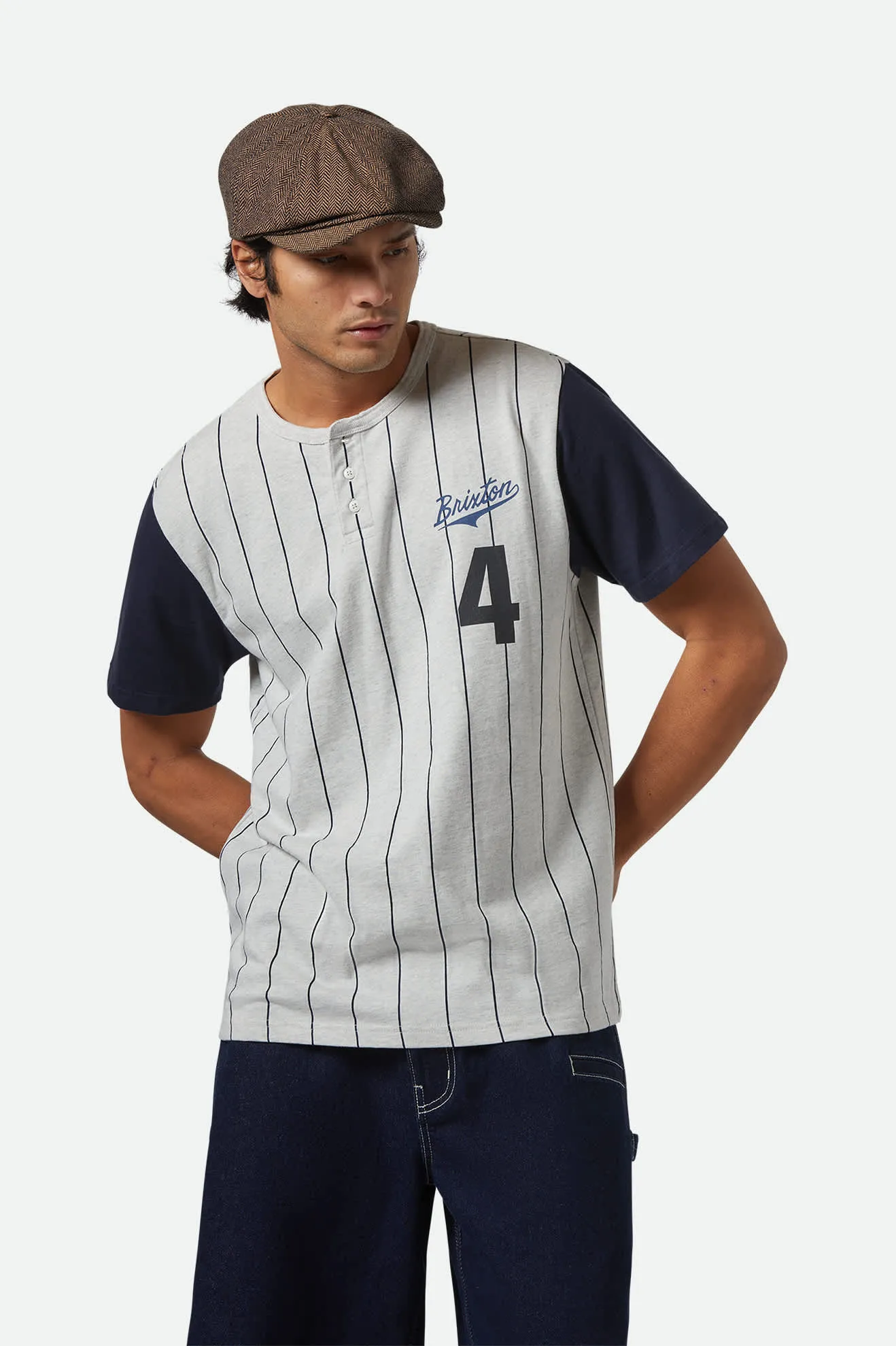 The League Baseball T-Shirt - Heather Grey Ash/Washed Navy