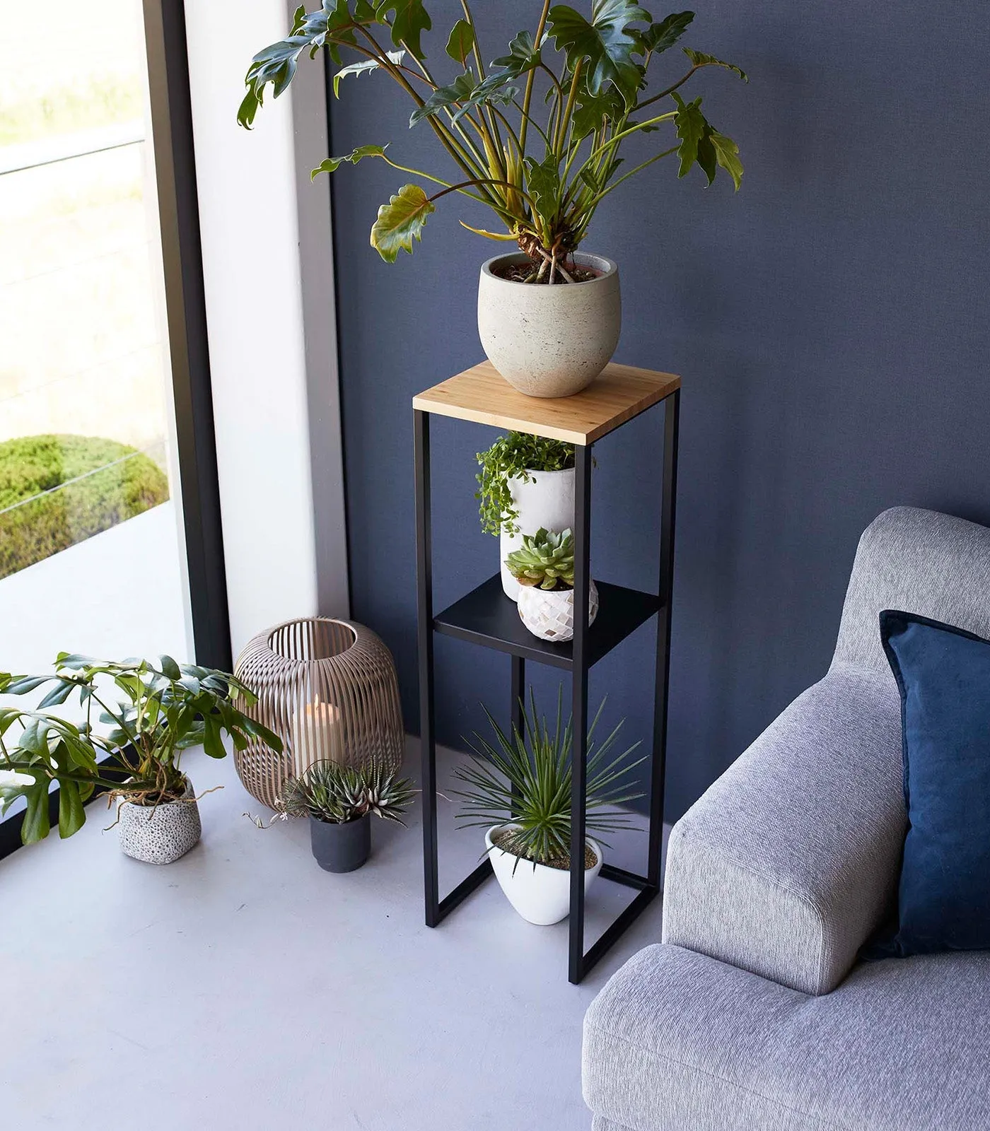 Two-Tier Display & Storage Shelf (31.5 H)  - Black