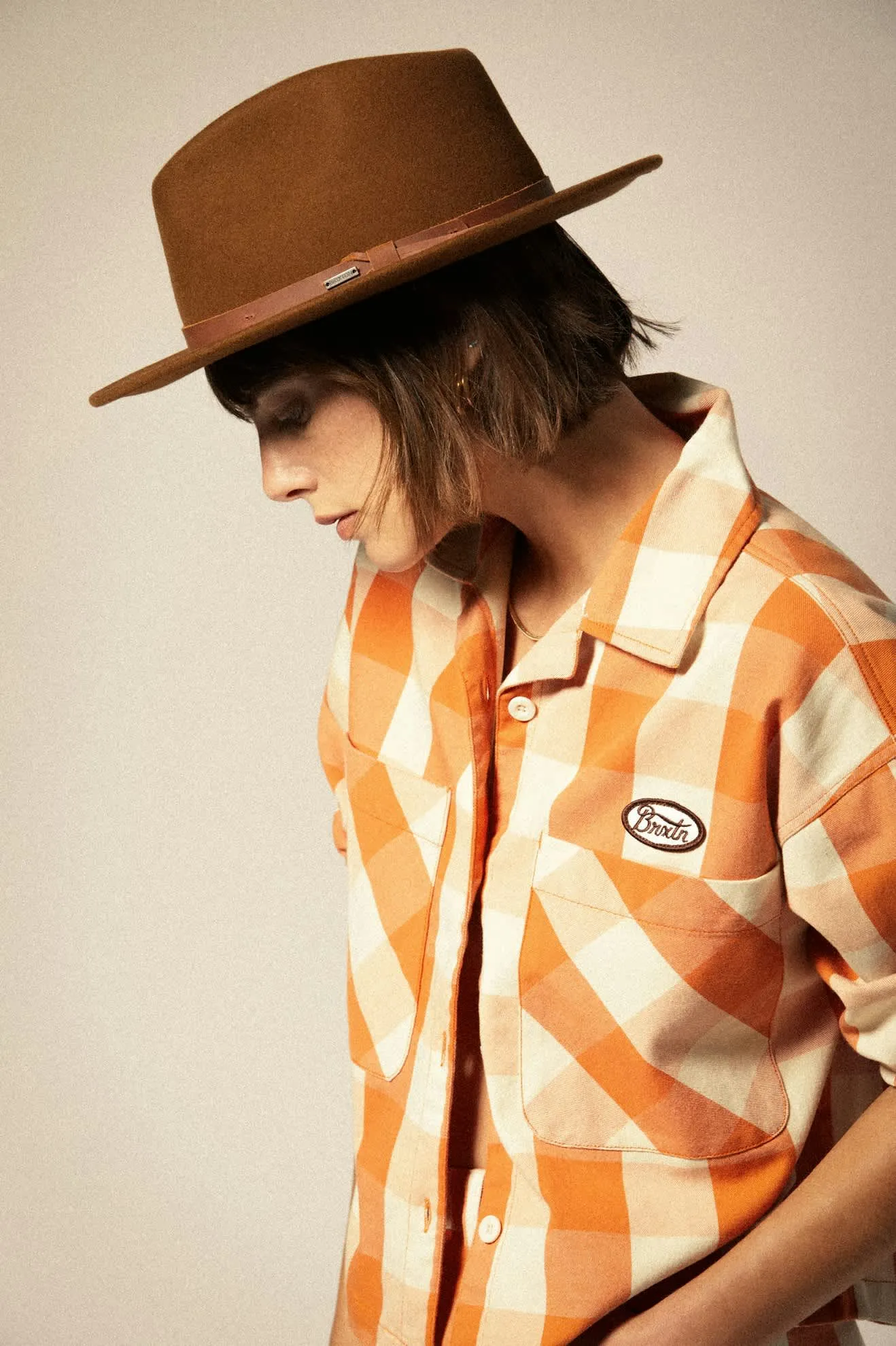 Utopia L/S Overshirt - Tangerine Gingham
