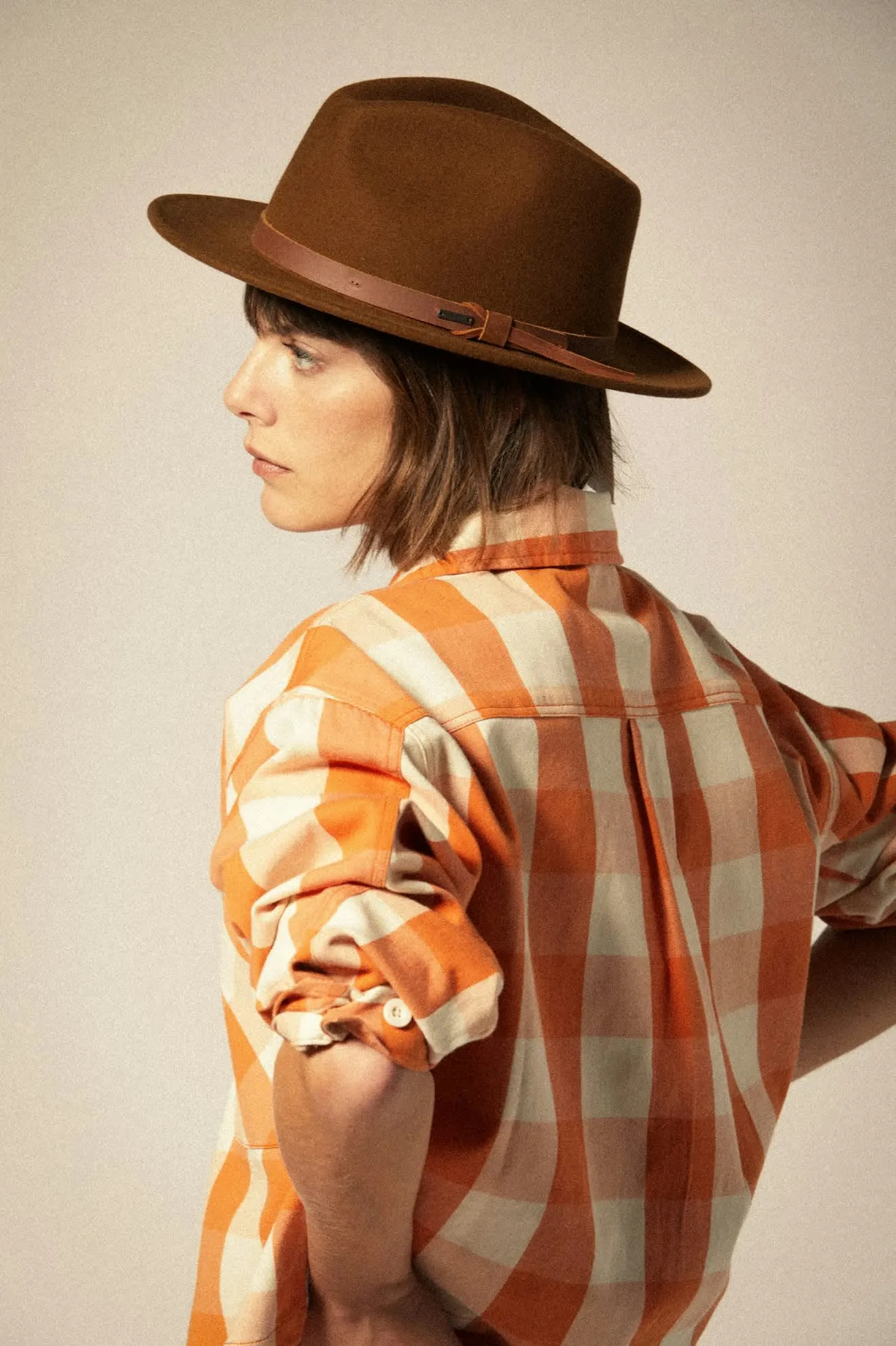 Utopia L/S Overshirt - Tangerine Gingham
