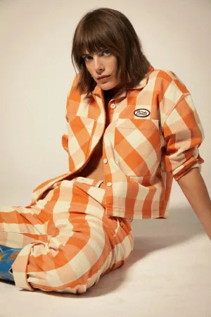 Utopia L/S Overshirt - Tangerine Gingham