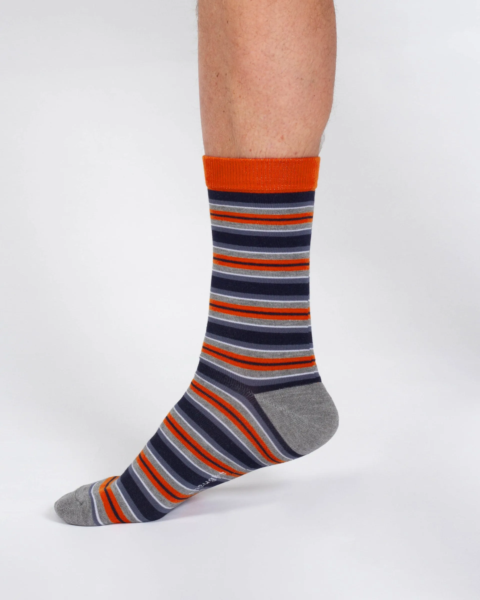 Variegated Bamboo Multi Stripe Socks - Blue Orange
