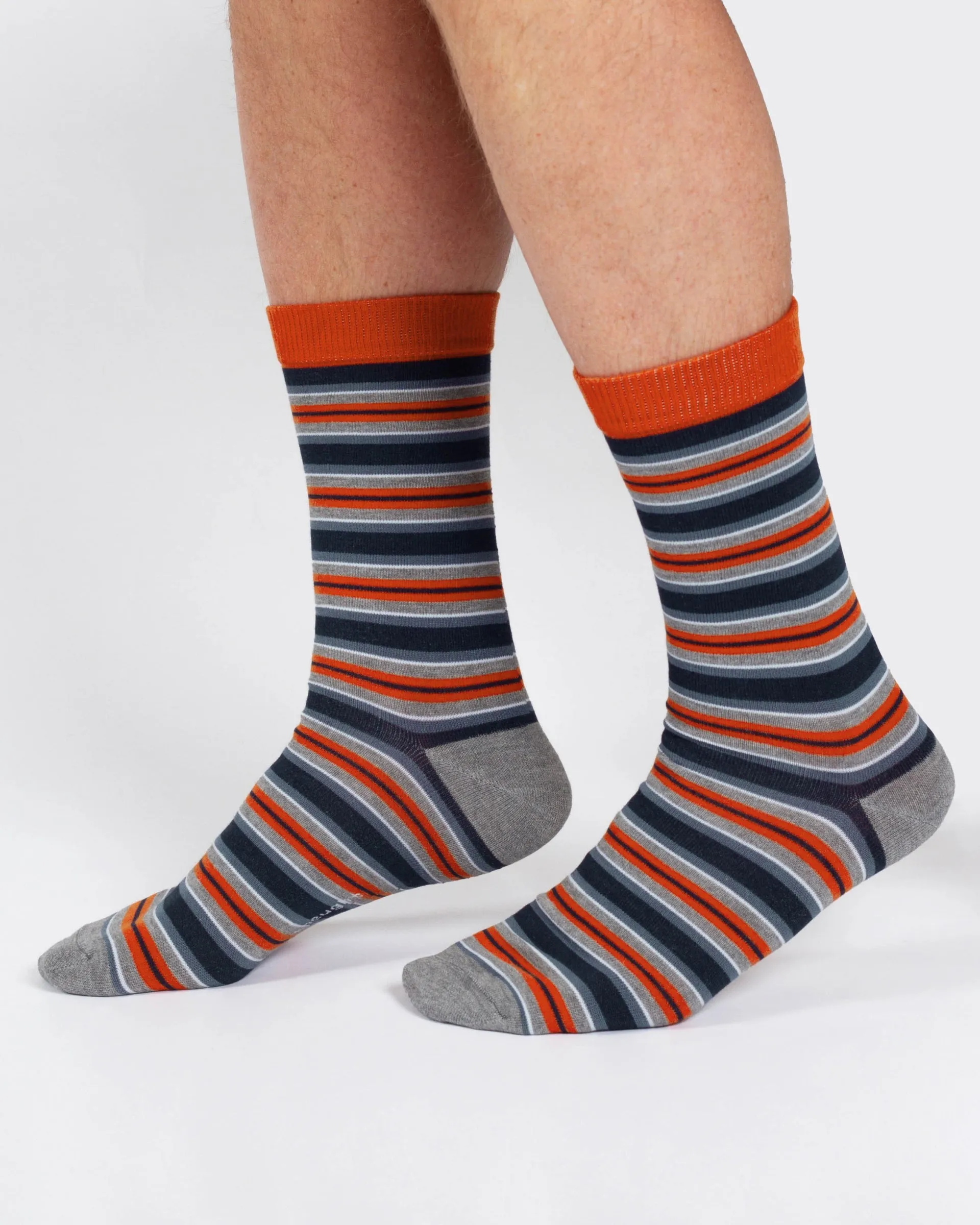 Variegated Bamboo Multi Stripe Socks - Blue Orange