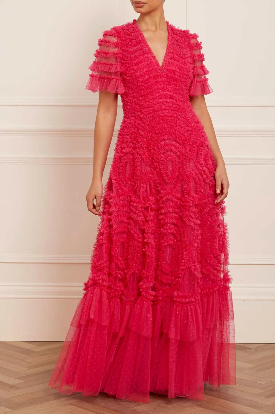 Verity Ruffle V-Neck Gown
