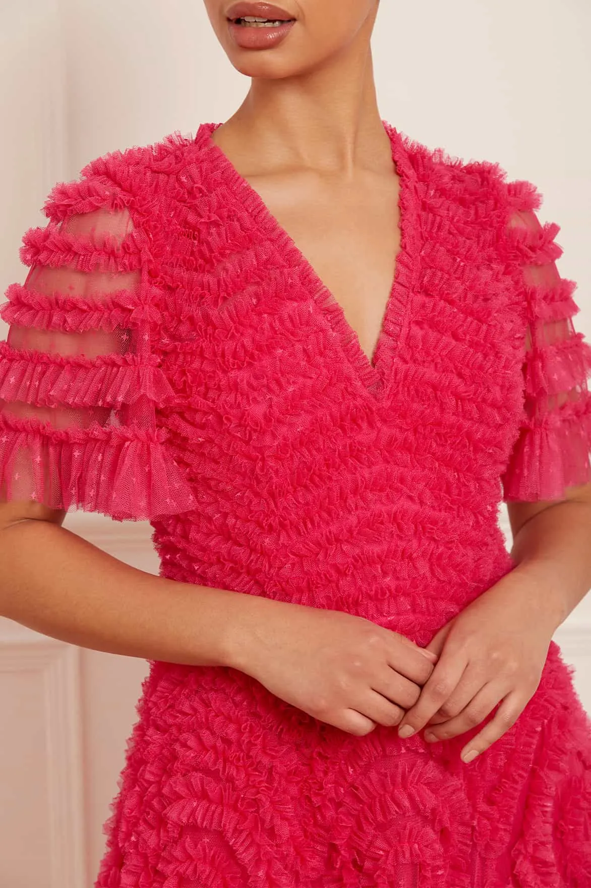 Verity Ruffle V-Neck Gown