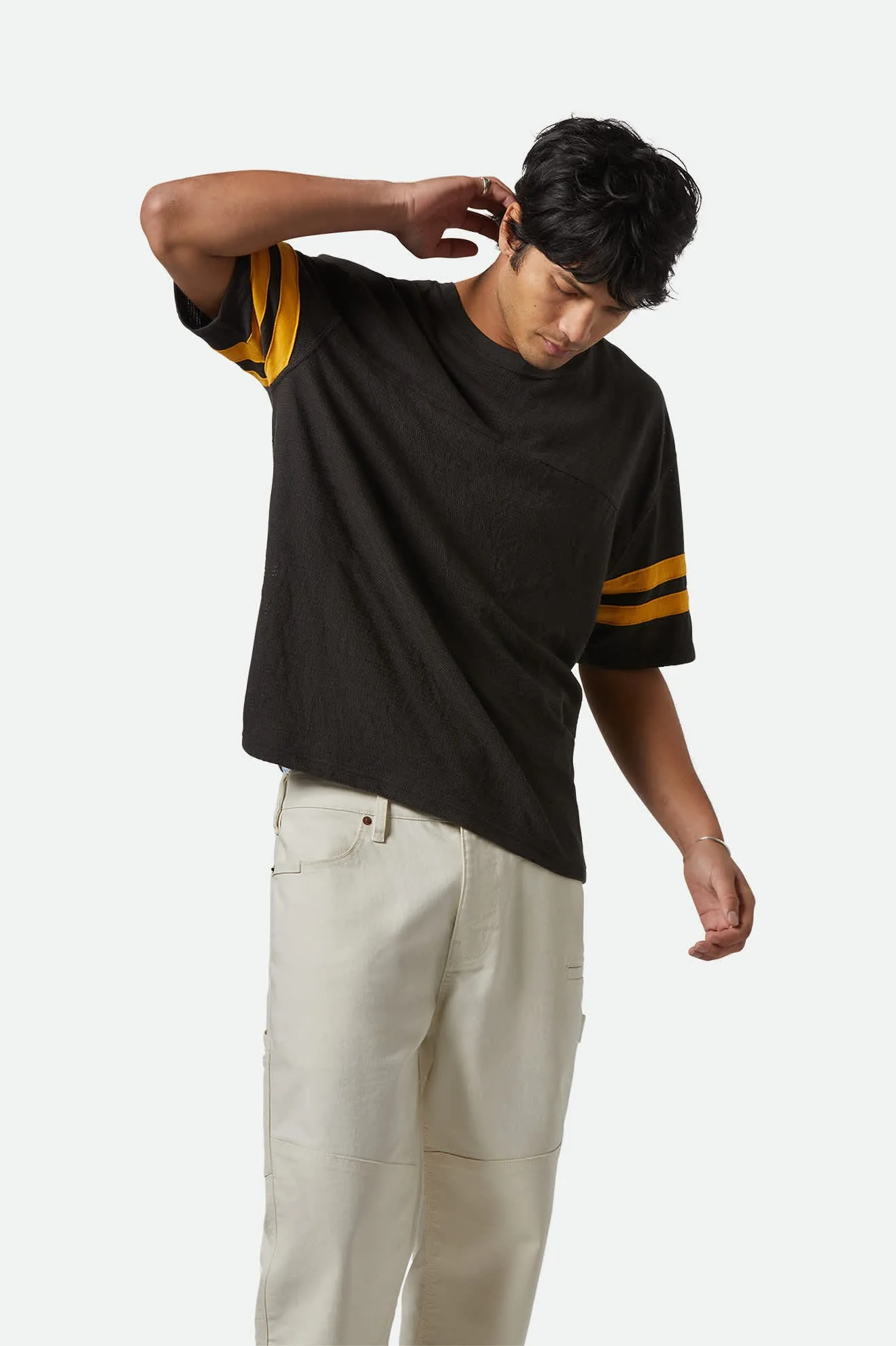 Vintage Football Mesh Jersey T-Shirt - Washed Black/Ray Flower