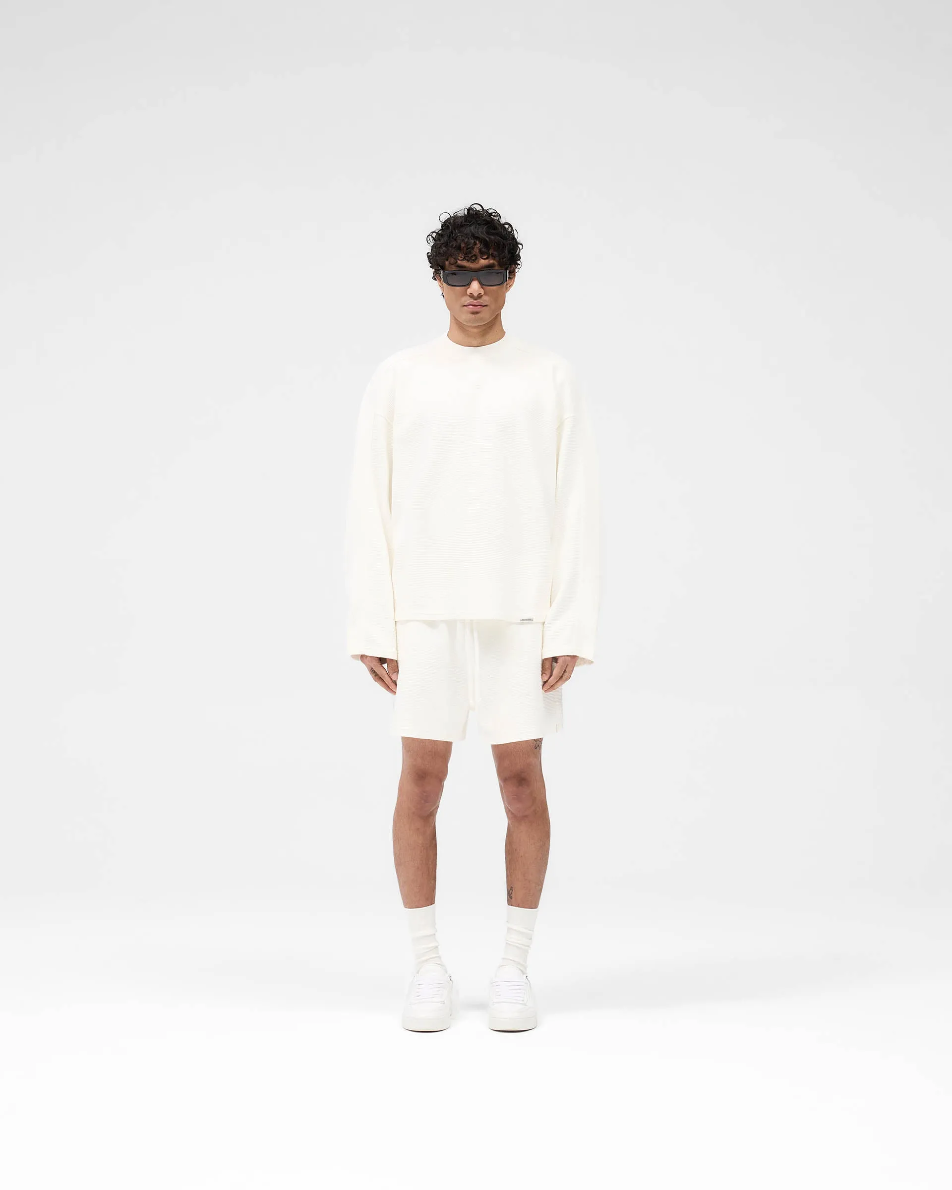 Waffle Long Sleeve T-Shirt - Flat White