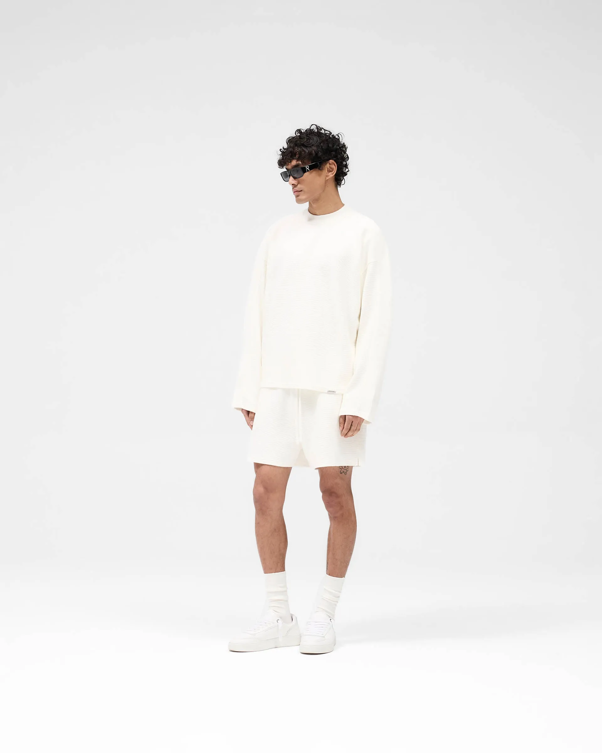 Waffle Long Sleeve T-Shirt - Flat White