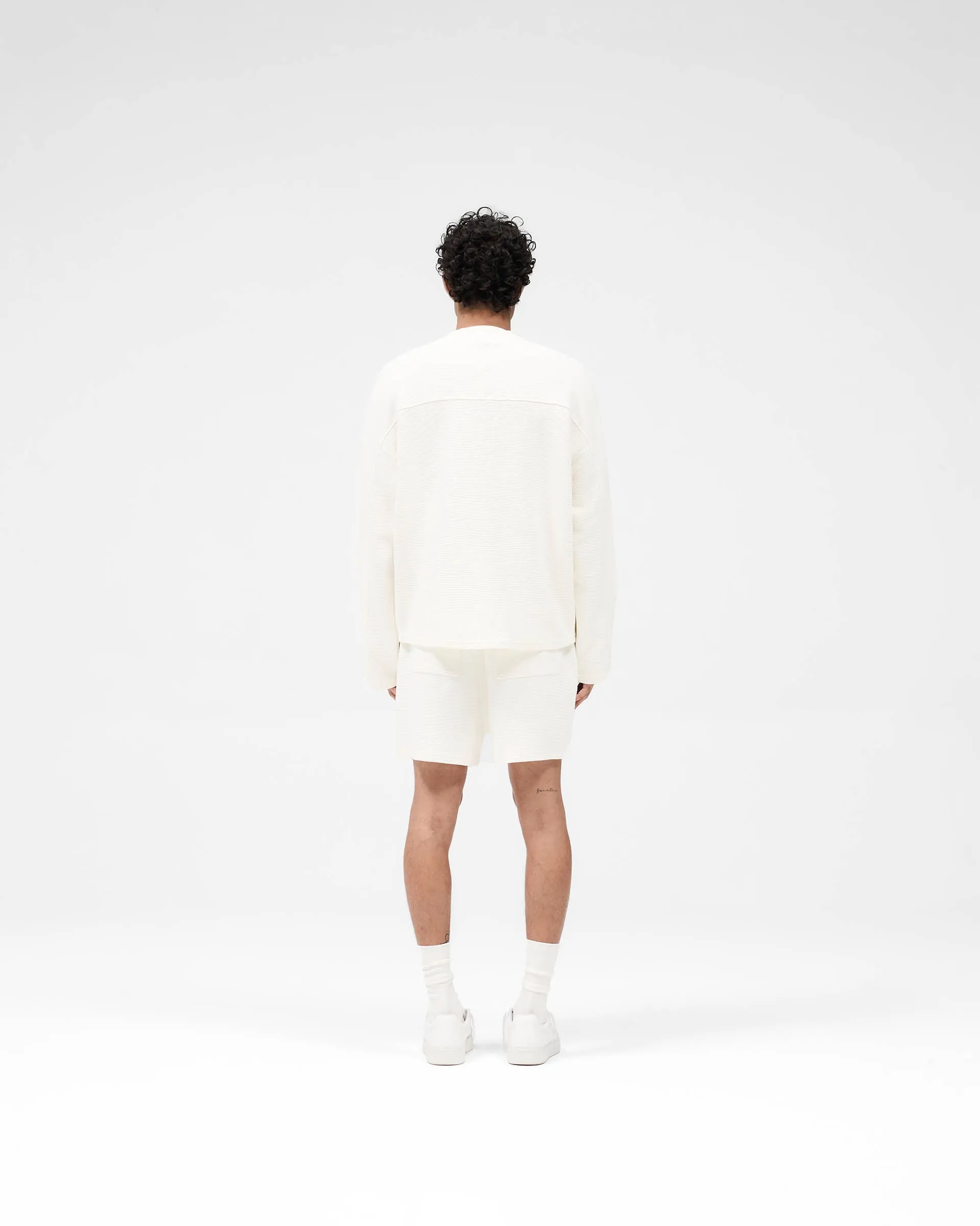 Waffle Long Sleeve T-Shirt - Flat White