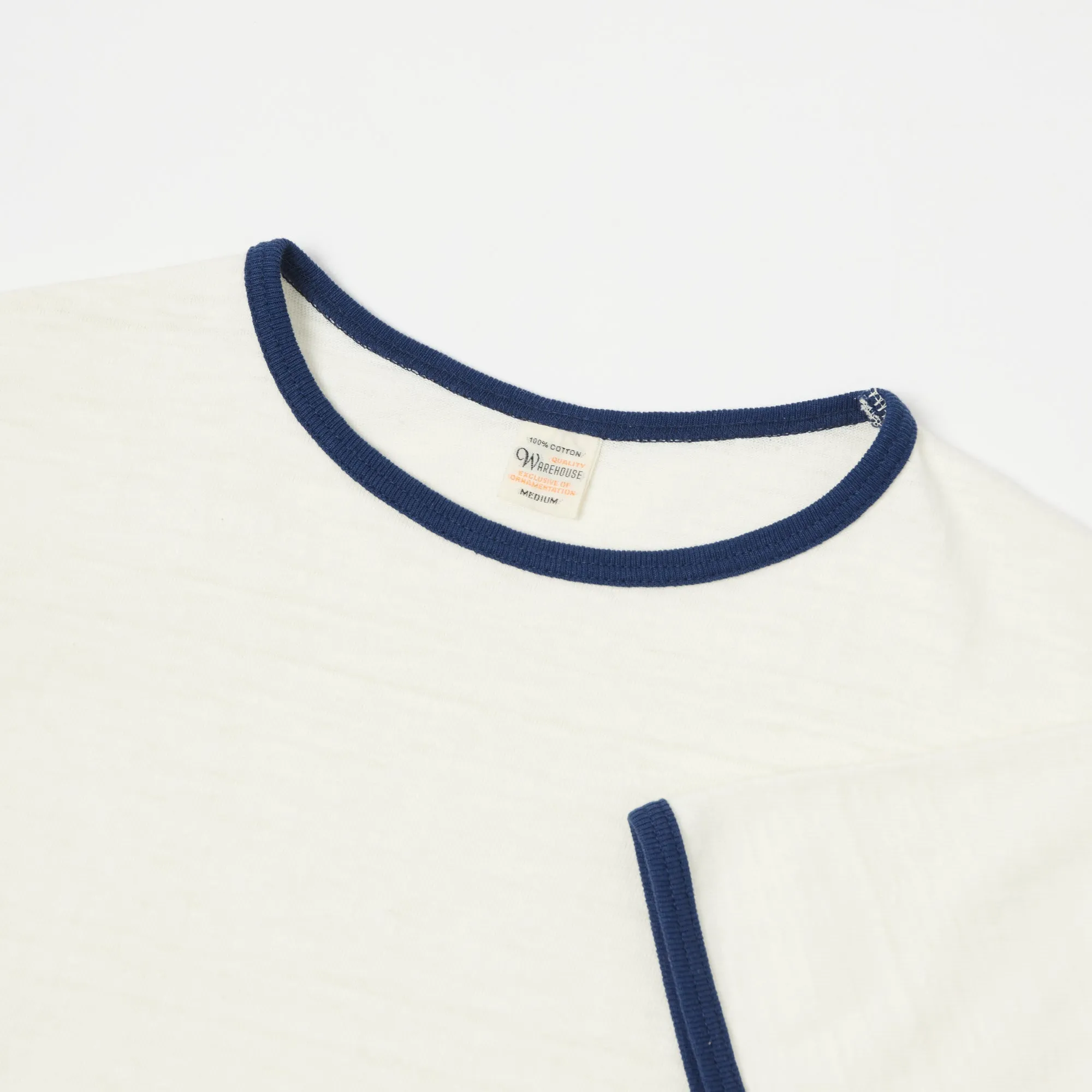 Warehouse & Co 4059 Ringer Tee - Cream/Navy