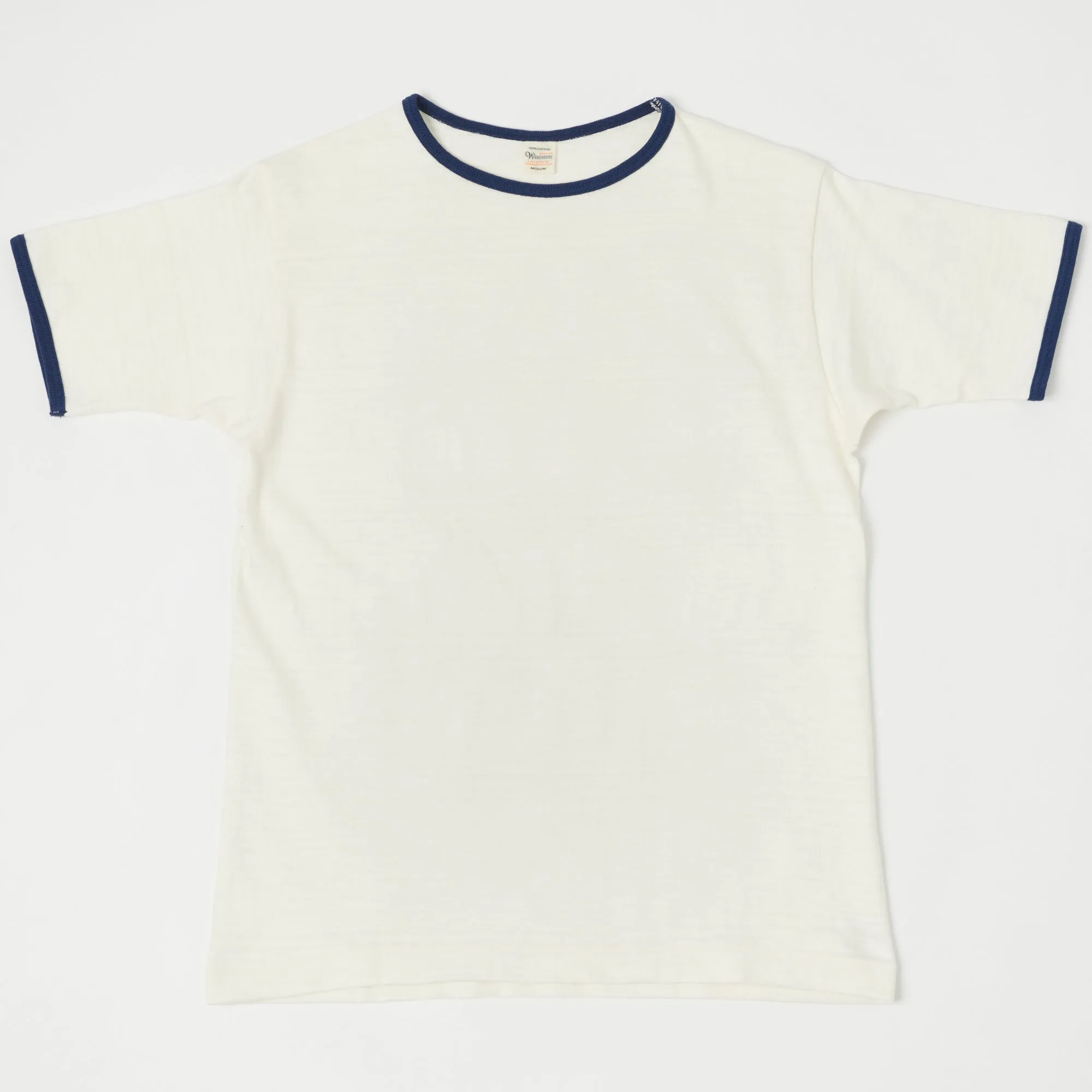 Warehouse & Co 4059 Ringer Tee - Cream/Navy