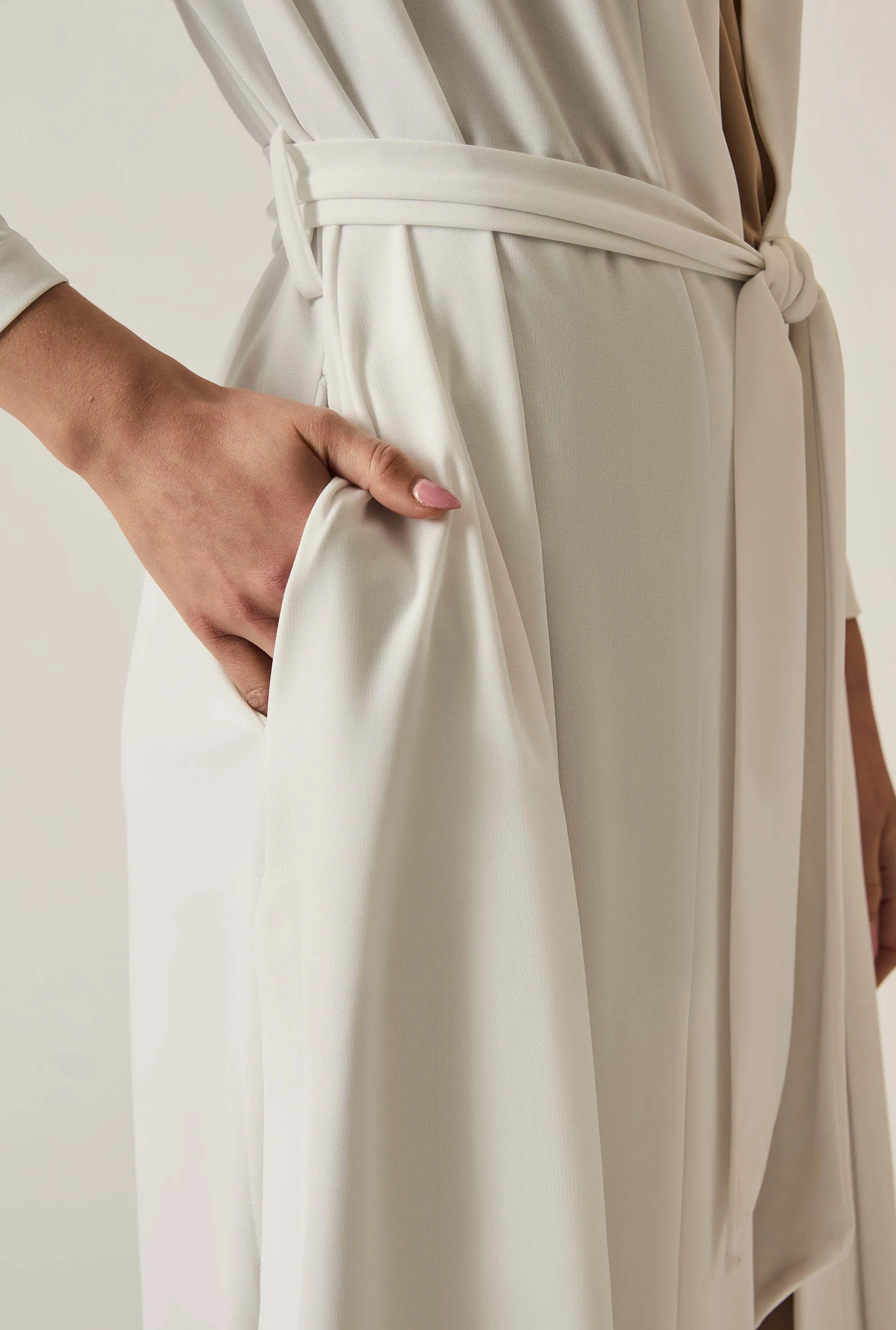 White Long Wrap Jersey Cardigan