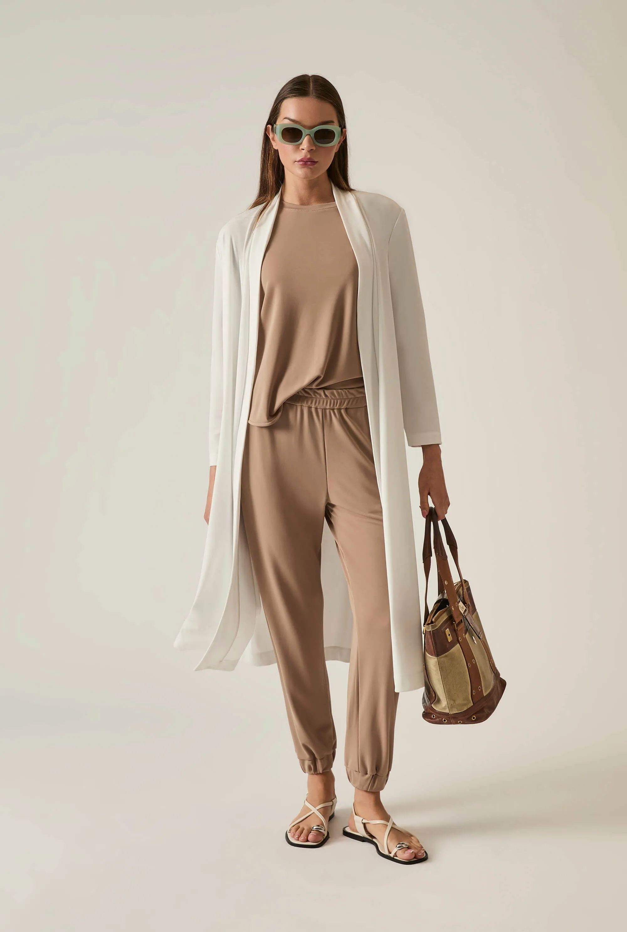 White Long Wrap Jersey Cardigan