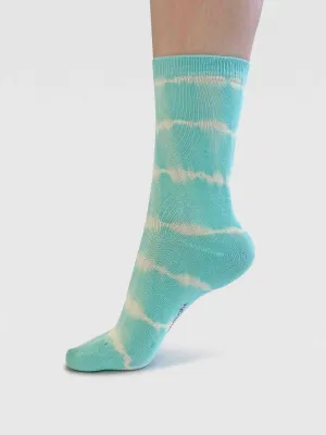 Womens Ana Tie Dye Bamboo Socks - Deep Mint