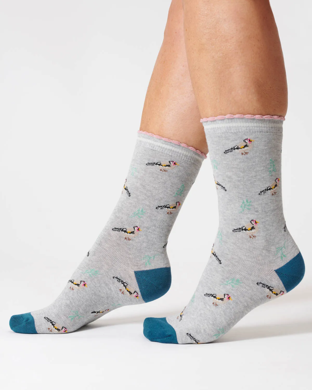 Womens Bird Organic Cotton Socks - Grey Marl