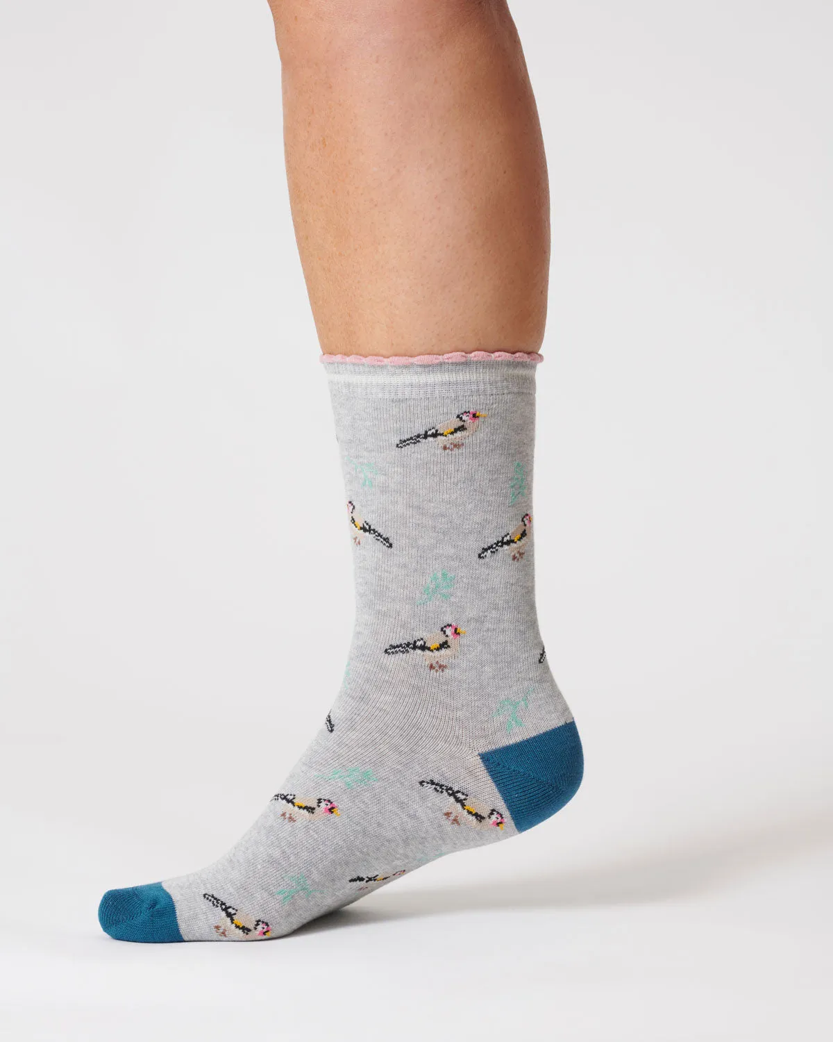 Womens Bird Organic Cotton Socks - Grey Marl