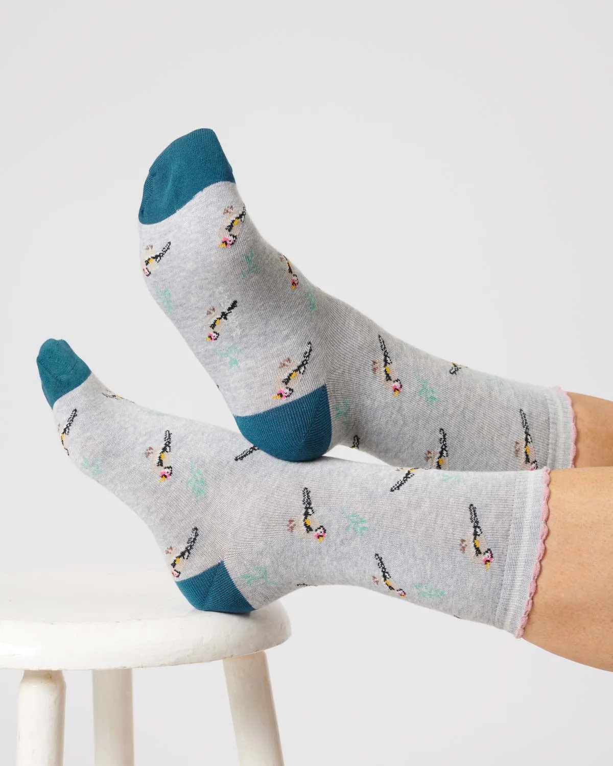 Womens Bird Organic Cotton Socks - Grey Marl