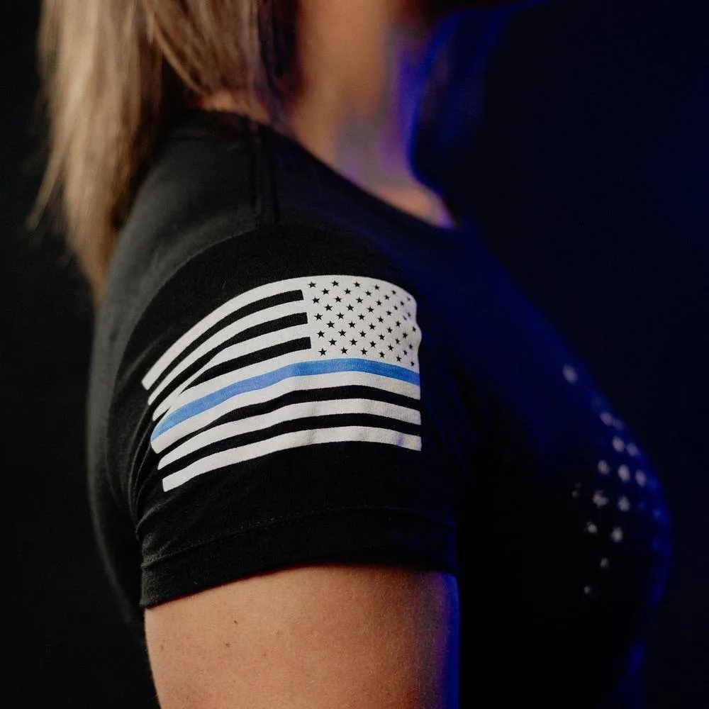 Women's Blue Line American Acid Slim Fit T-Shirt - Black