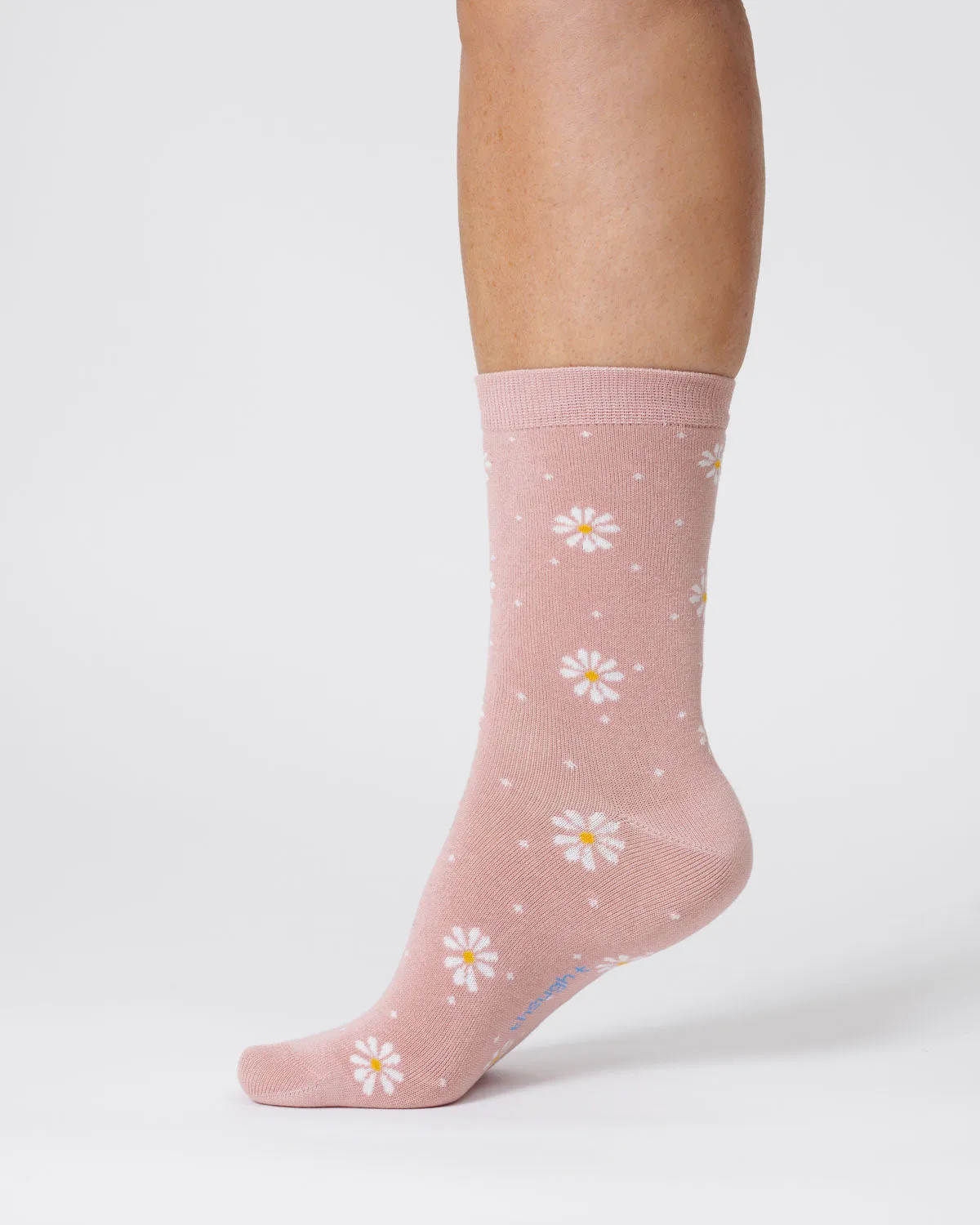 Womens Ditsy Daisy Bamboo Socks - Blush Pink