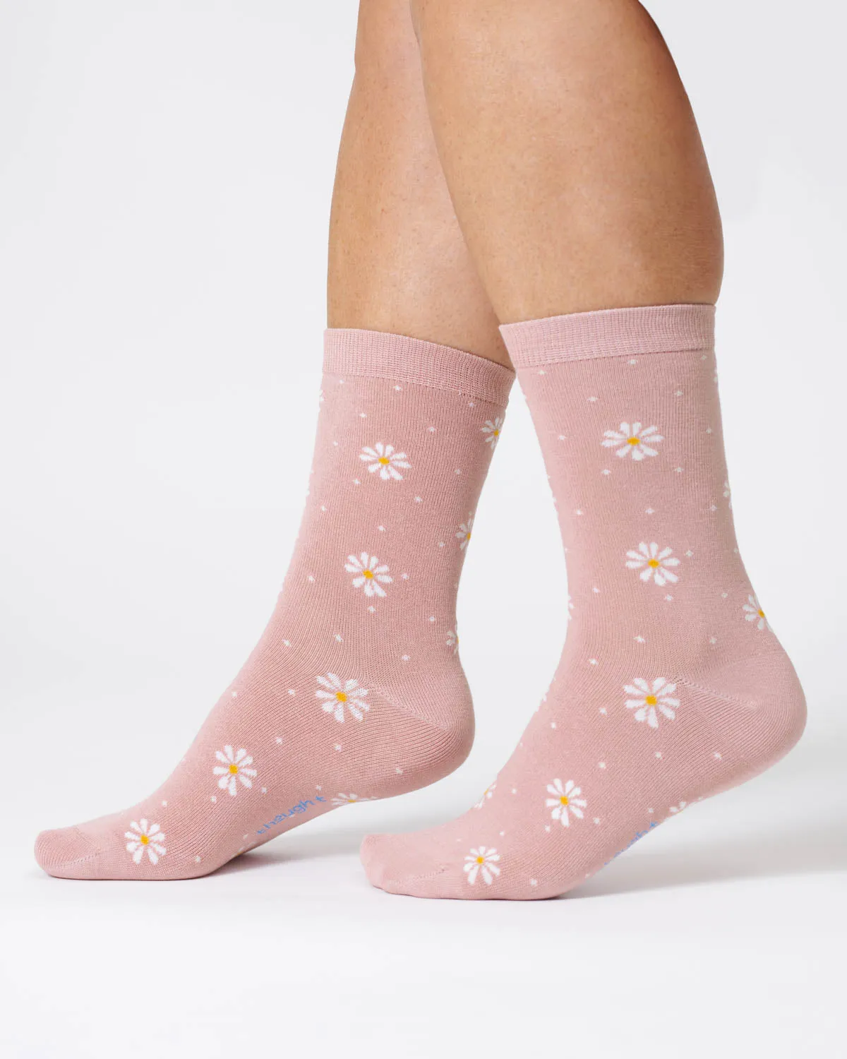 Womens Ditsy Daisy Bamboo Socks - Blush Pink