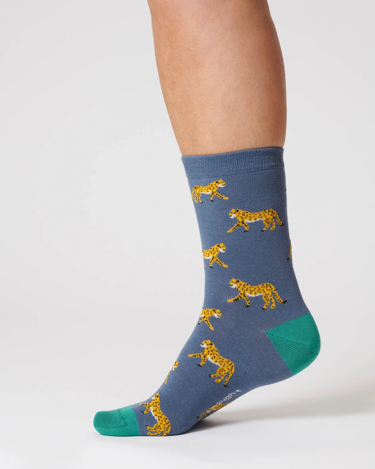 Womens Leopard Bamboo Socks - Blueberry