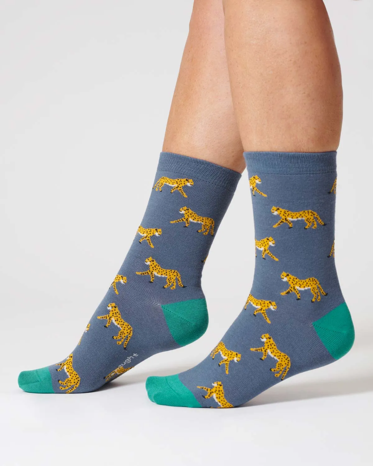 Womens Leopard Bamboo Socks - Blueberry