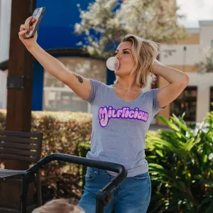 Women's Milflicious V-Neck T-Shirt - Heather Gray