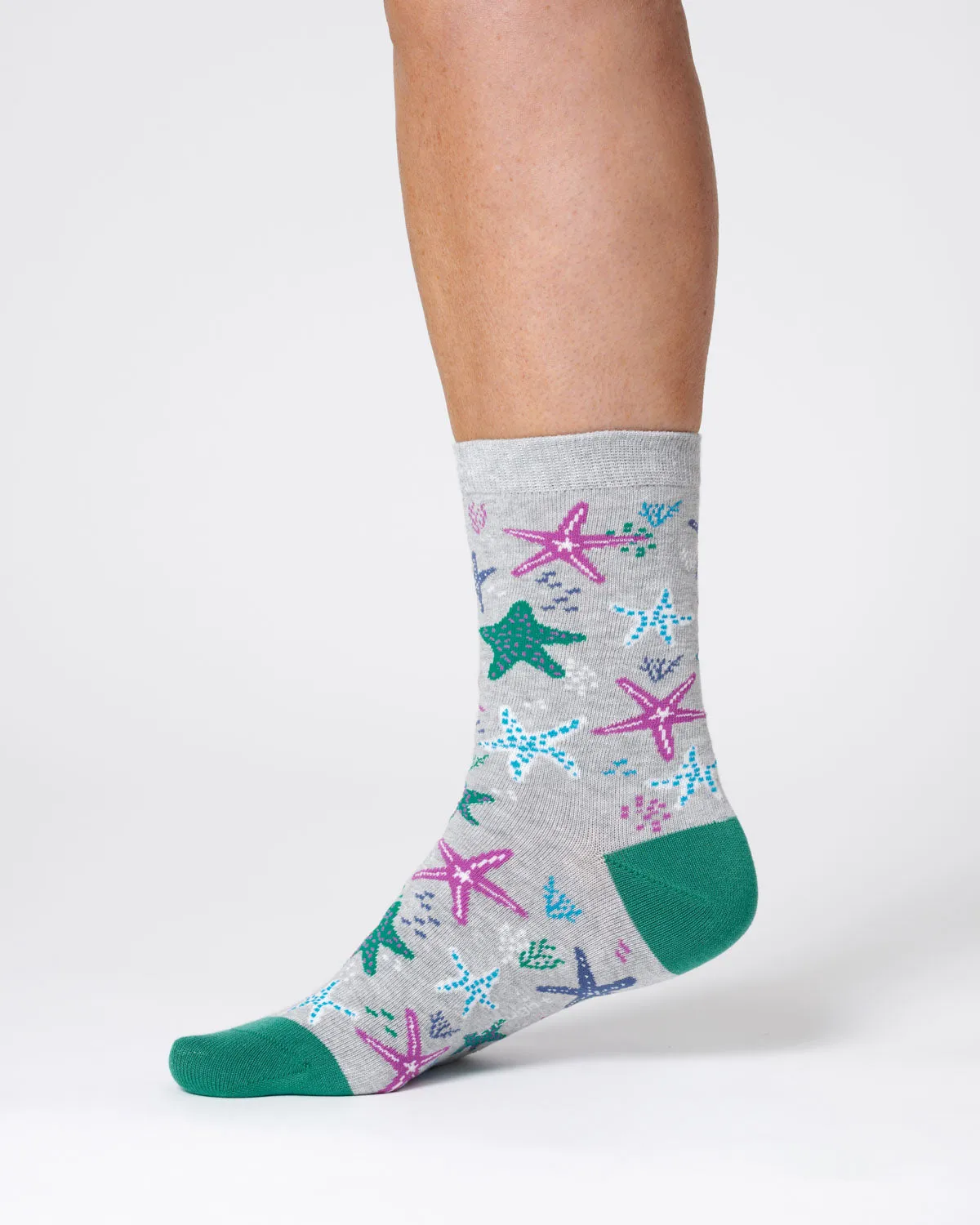 Womens Starfish Bamboo Sock - Mid Grey Marl